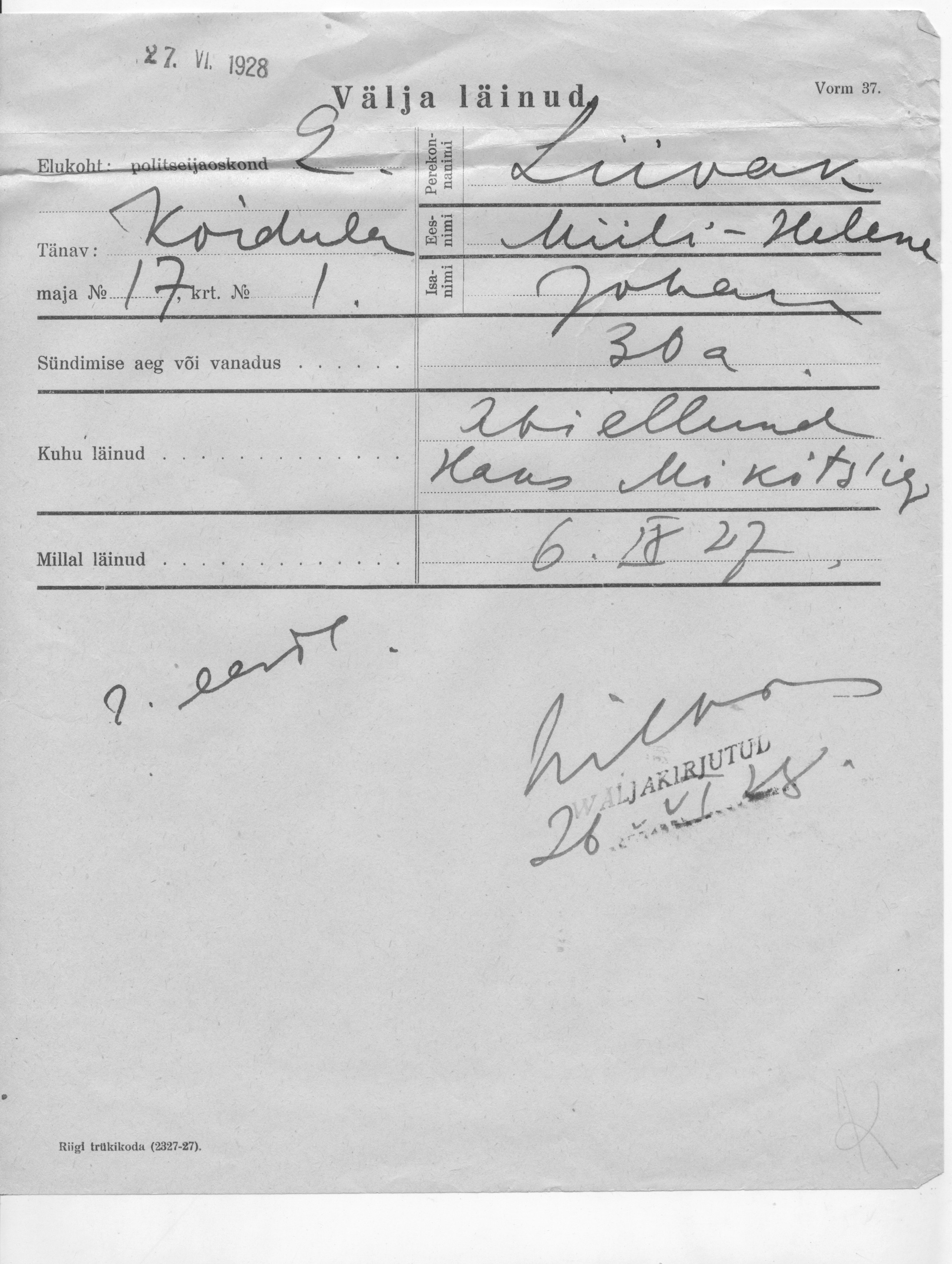 Liivak, Miili-Helene, Johan