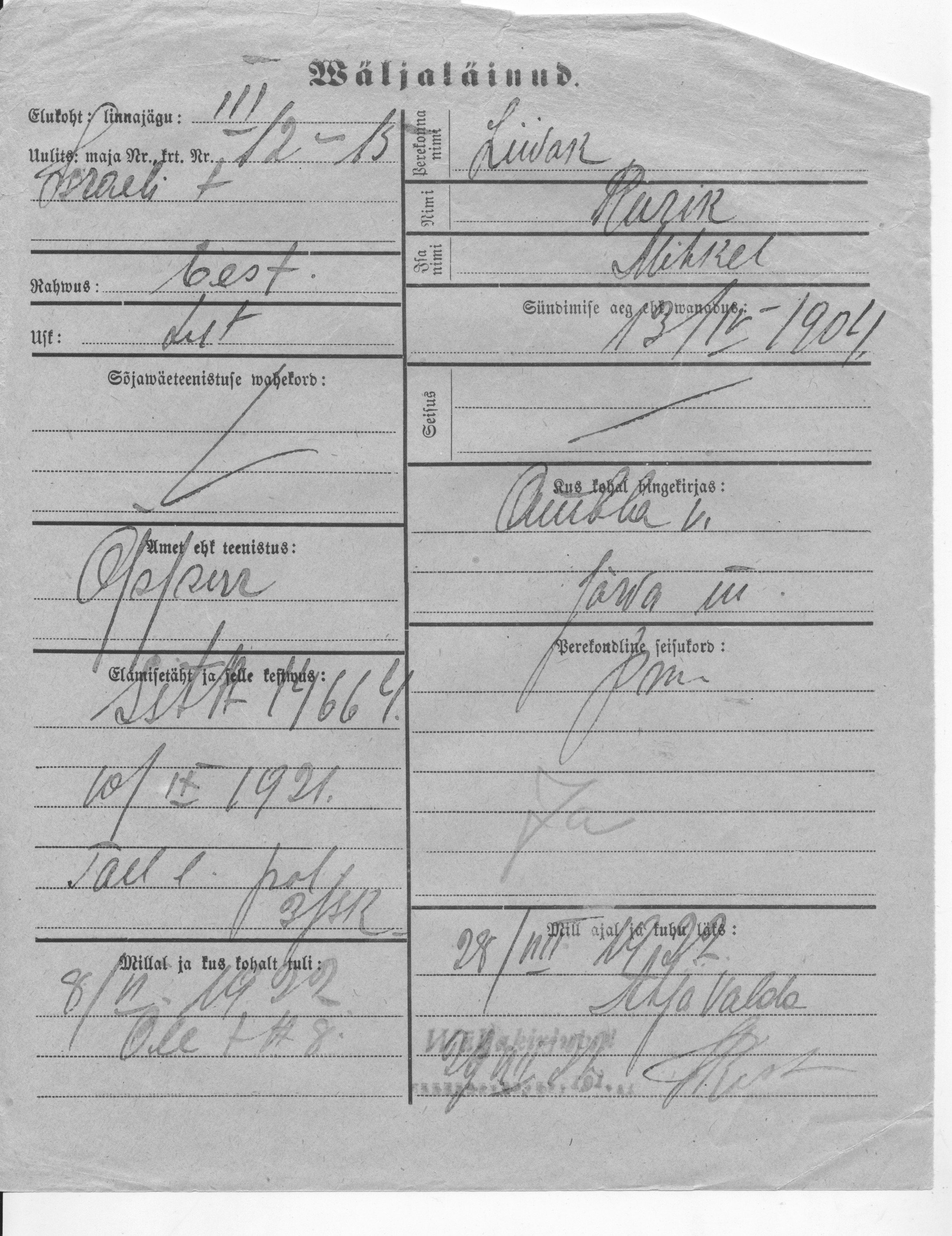 Liivak, Reerik, Mihkel