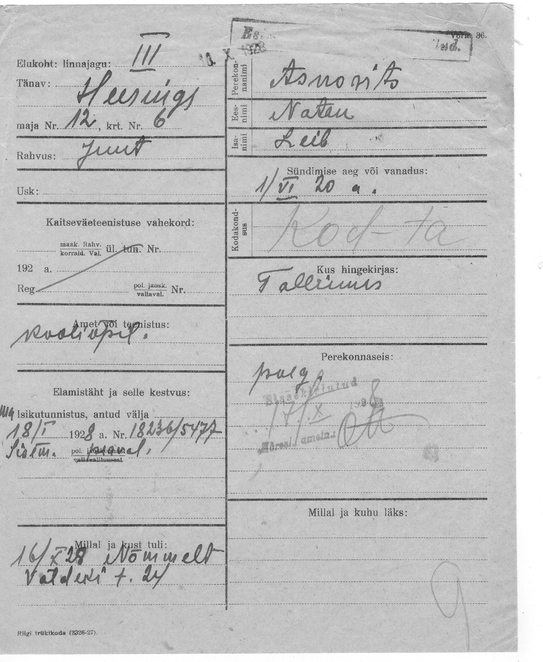 Asnovits, Naten, Leib