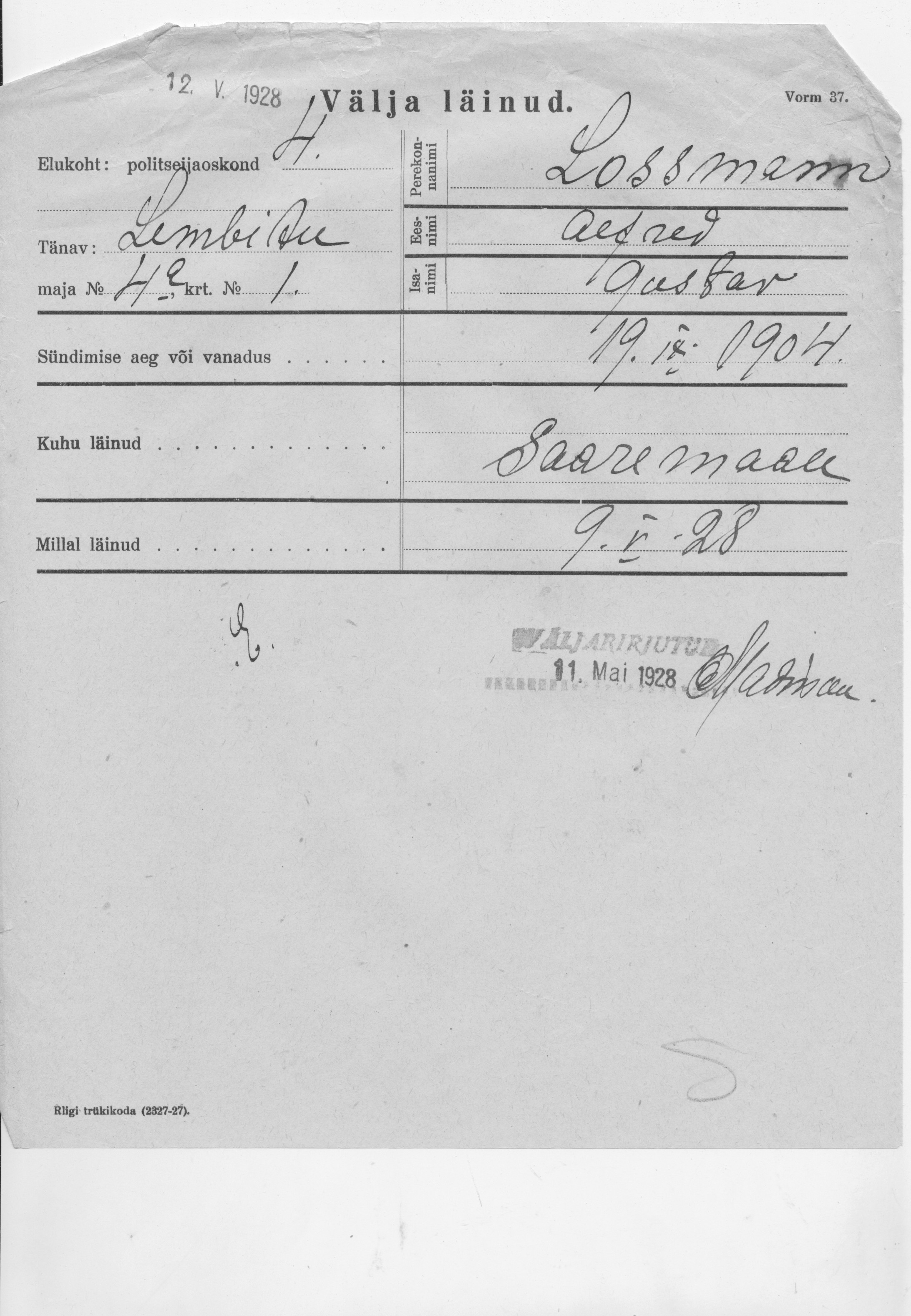 Lossmann, Alfred, Gustav