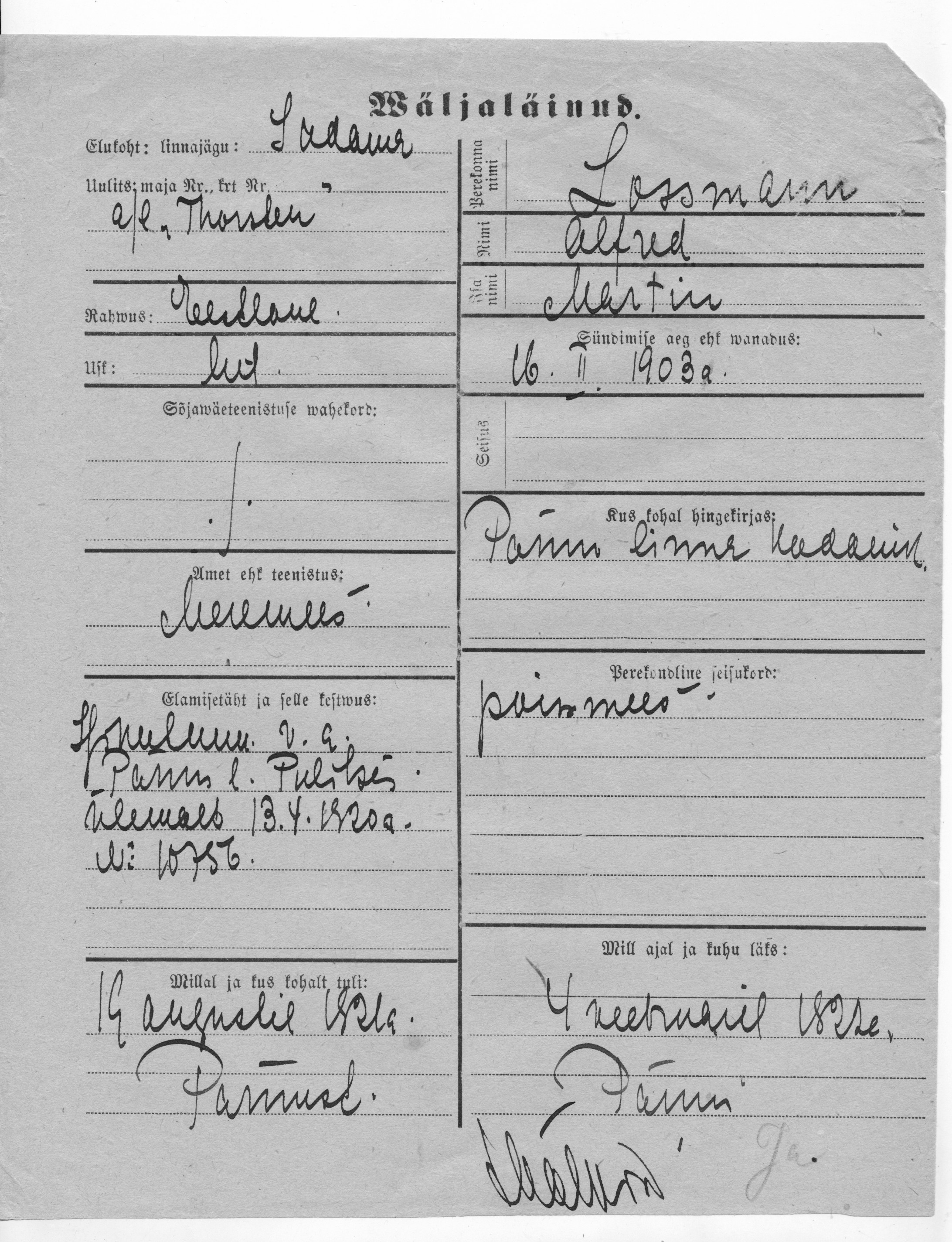 Lossmann, Alfred, Martin