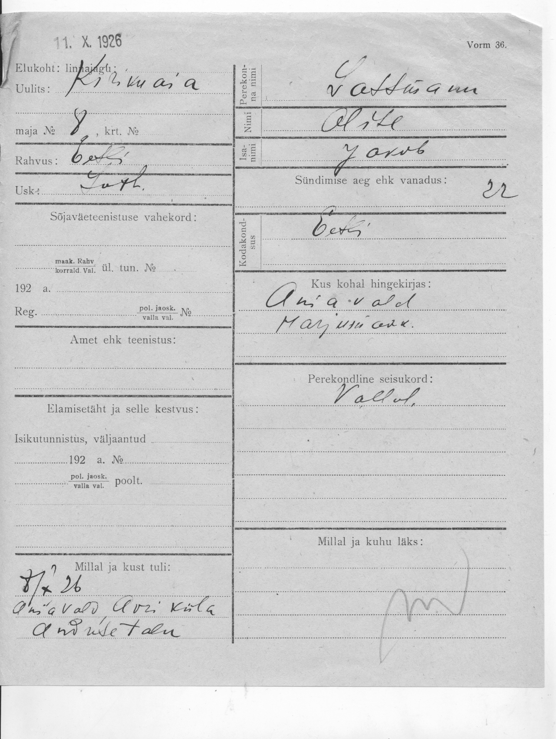 Lossmann, Alise, Jakob