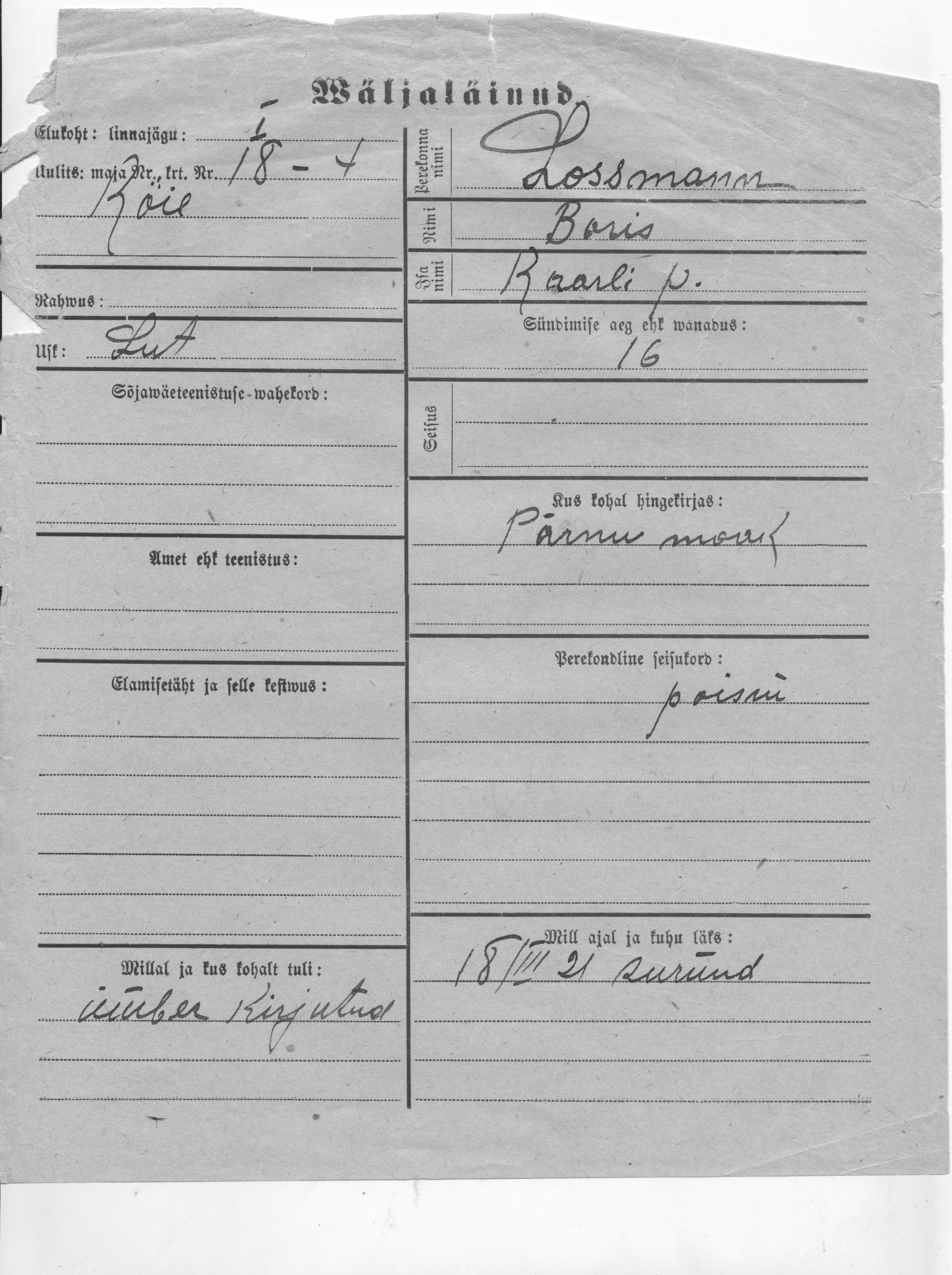 Lossmann, Boris, Kaarl