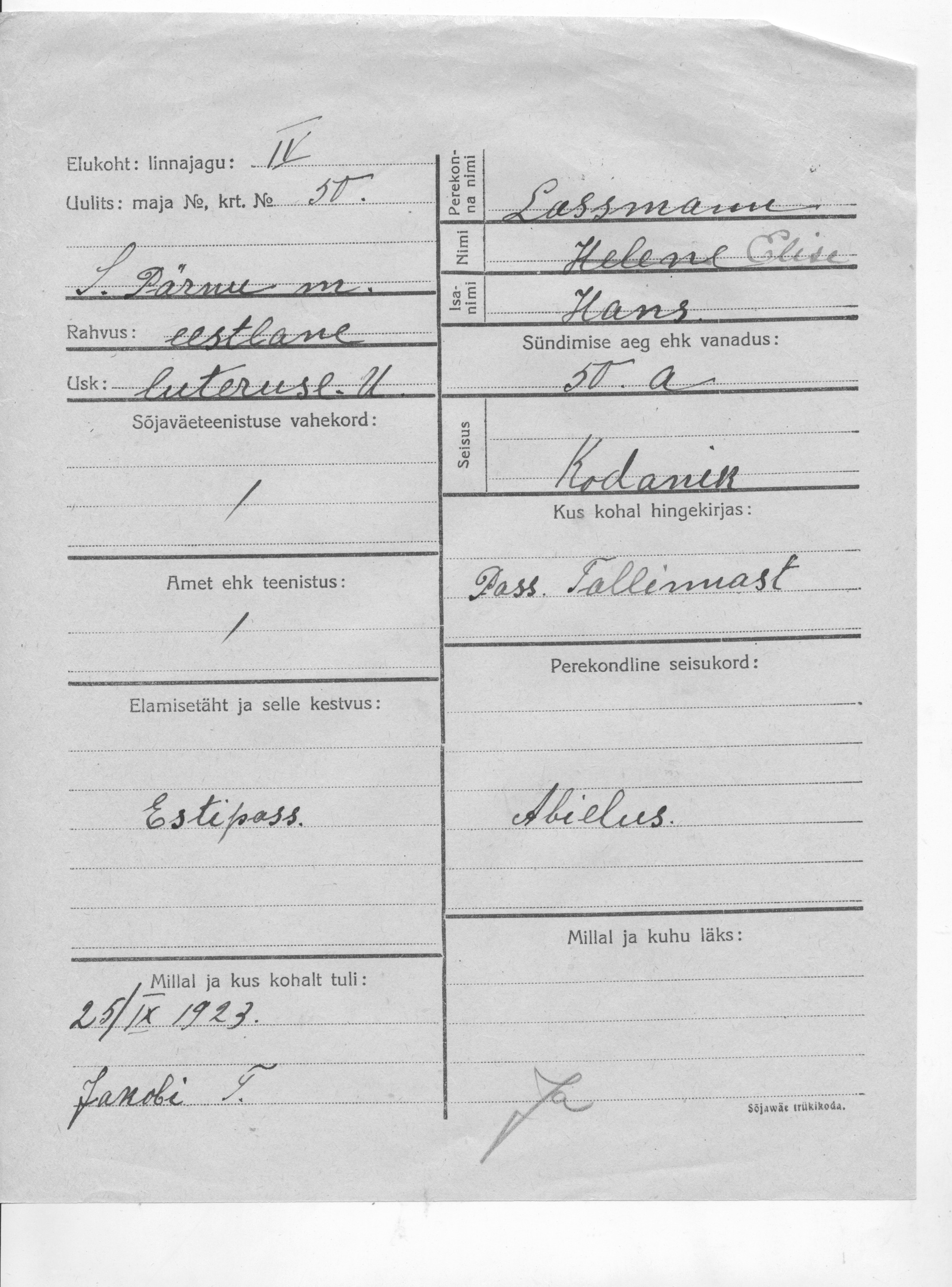 Lossmann, Elise, Hans