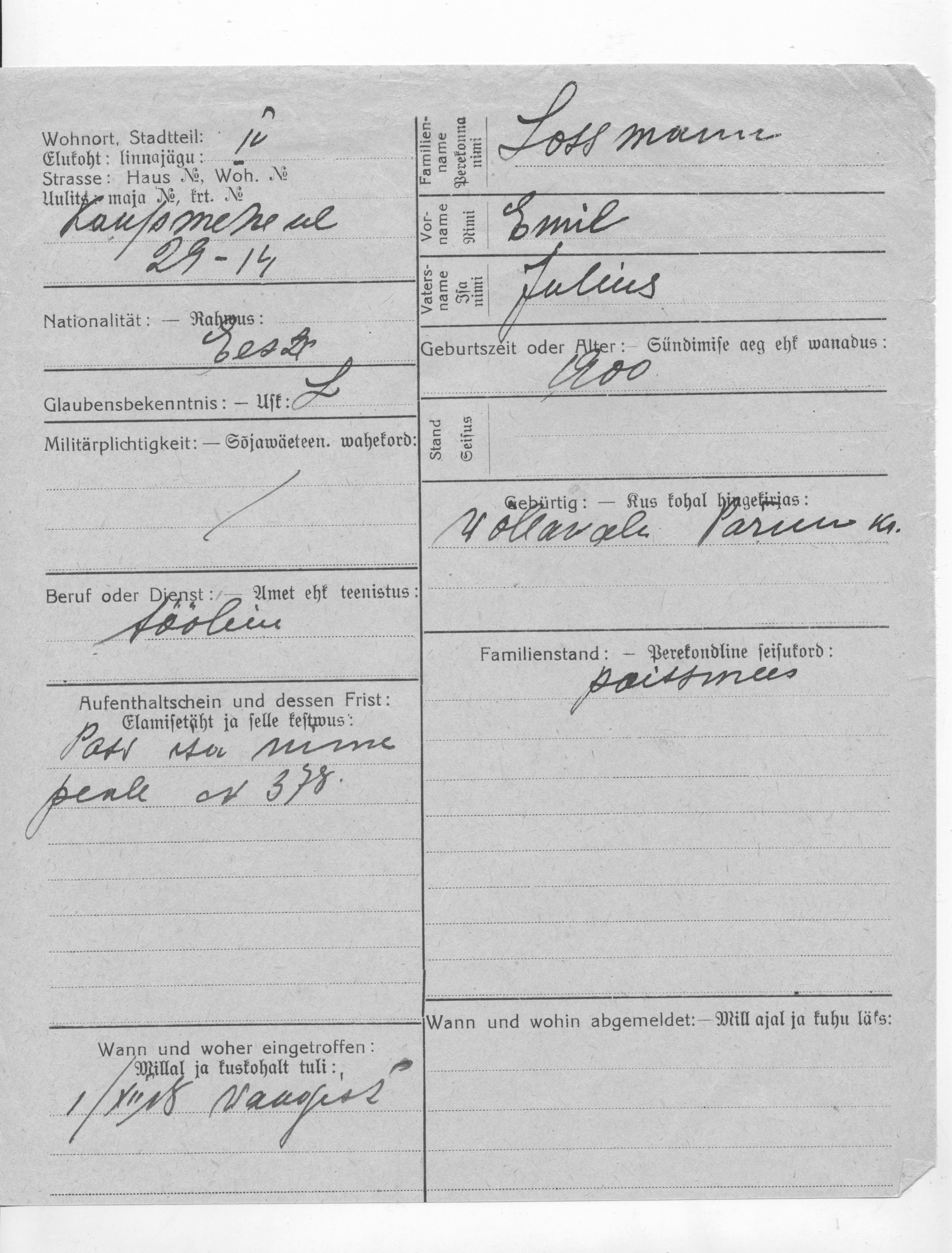 Lossmann, Emil, Julius