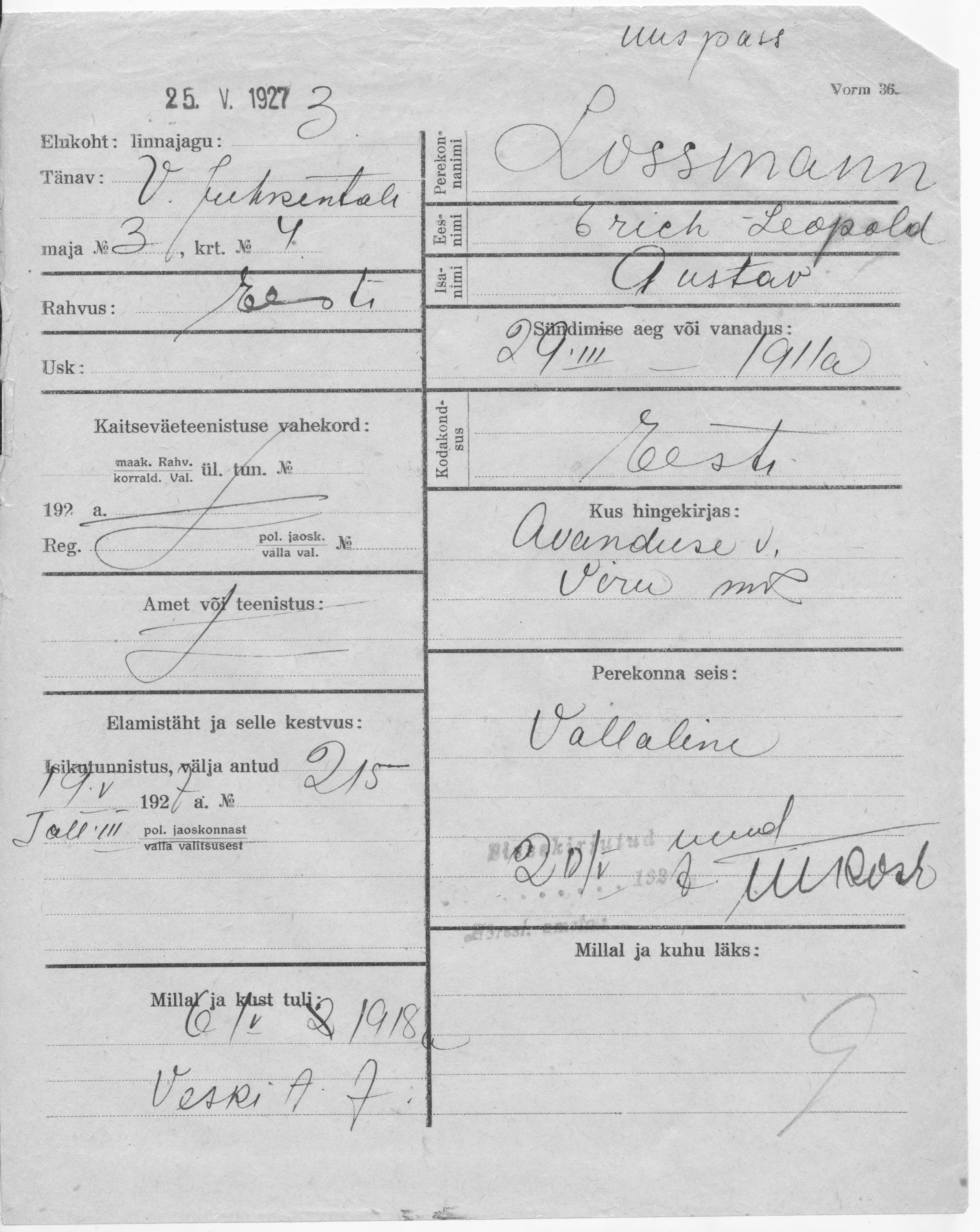 Lossmann, Erich-Leopold, Gustav