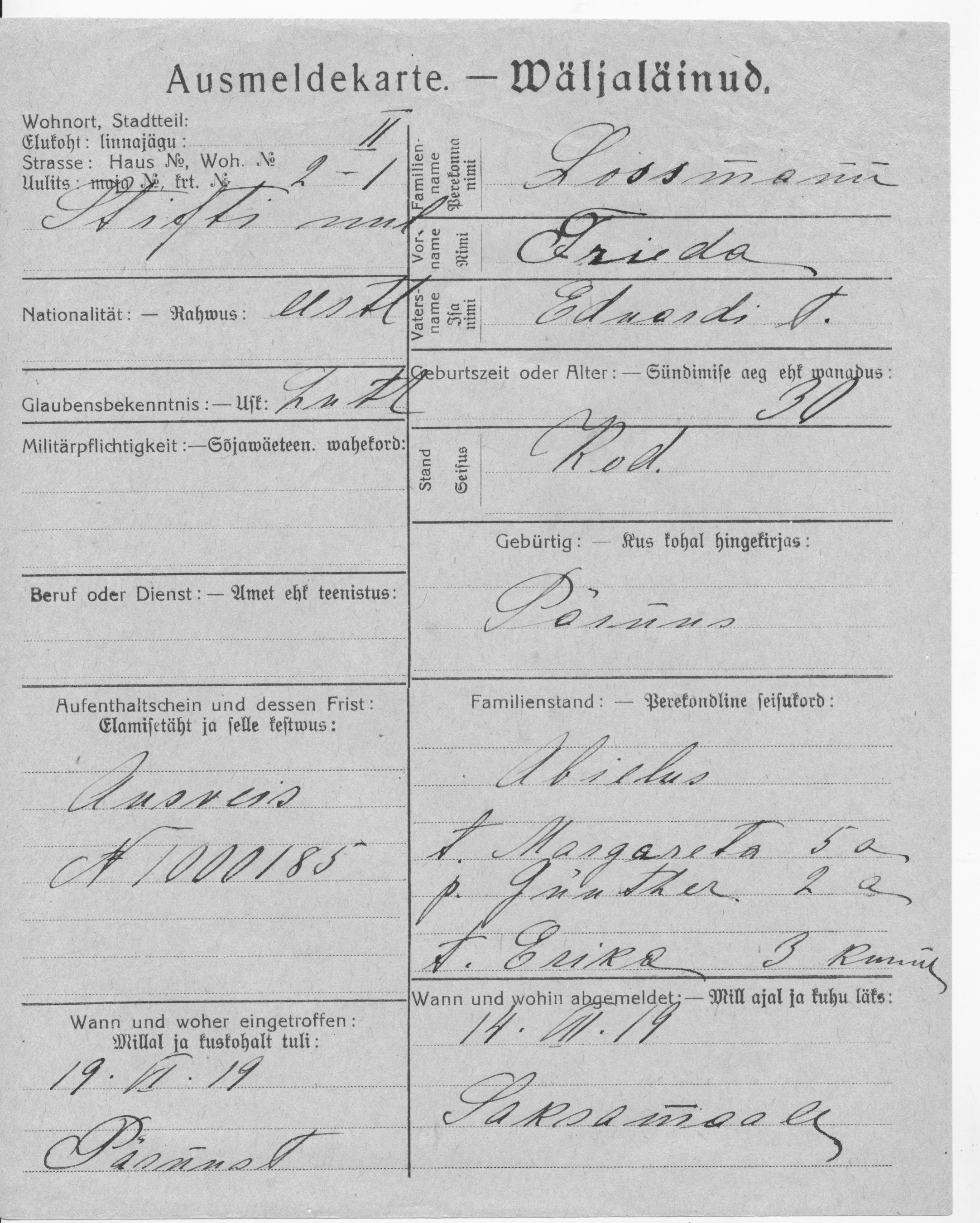 Lossmann, Frieda, Eduard