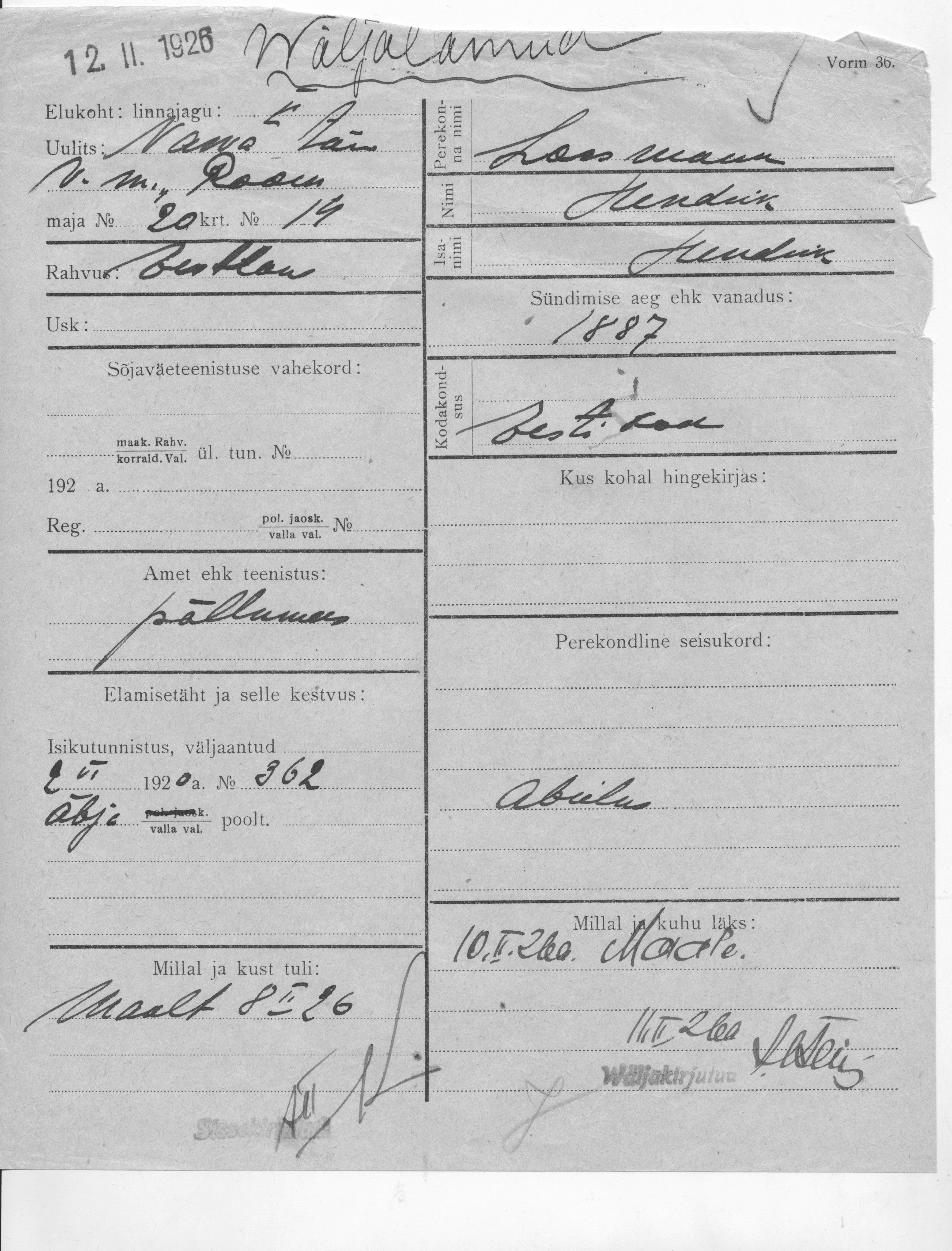 Lossmann, Hendrik, Hendrik