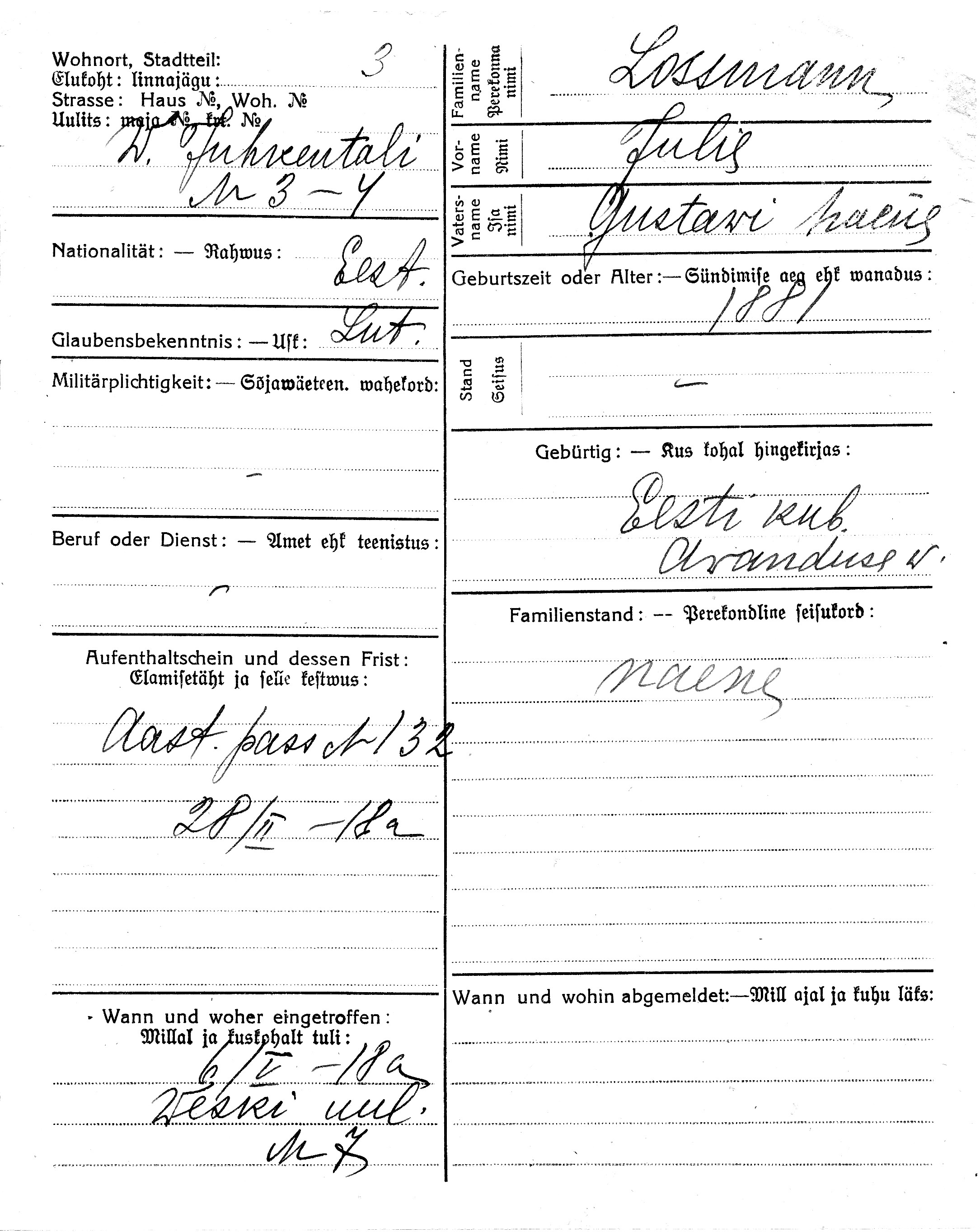 Lossmann, Julie, Gustaw