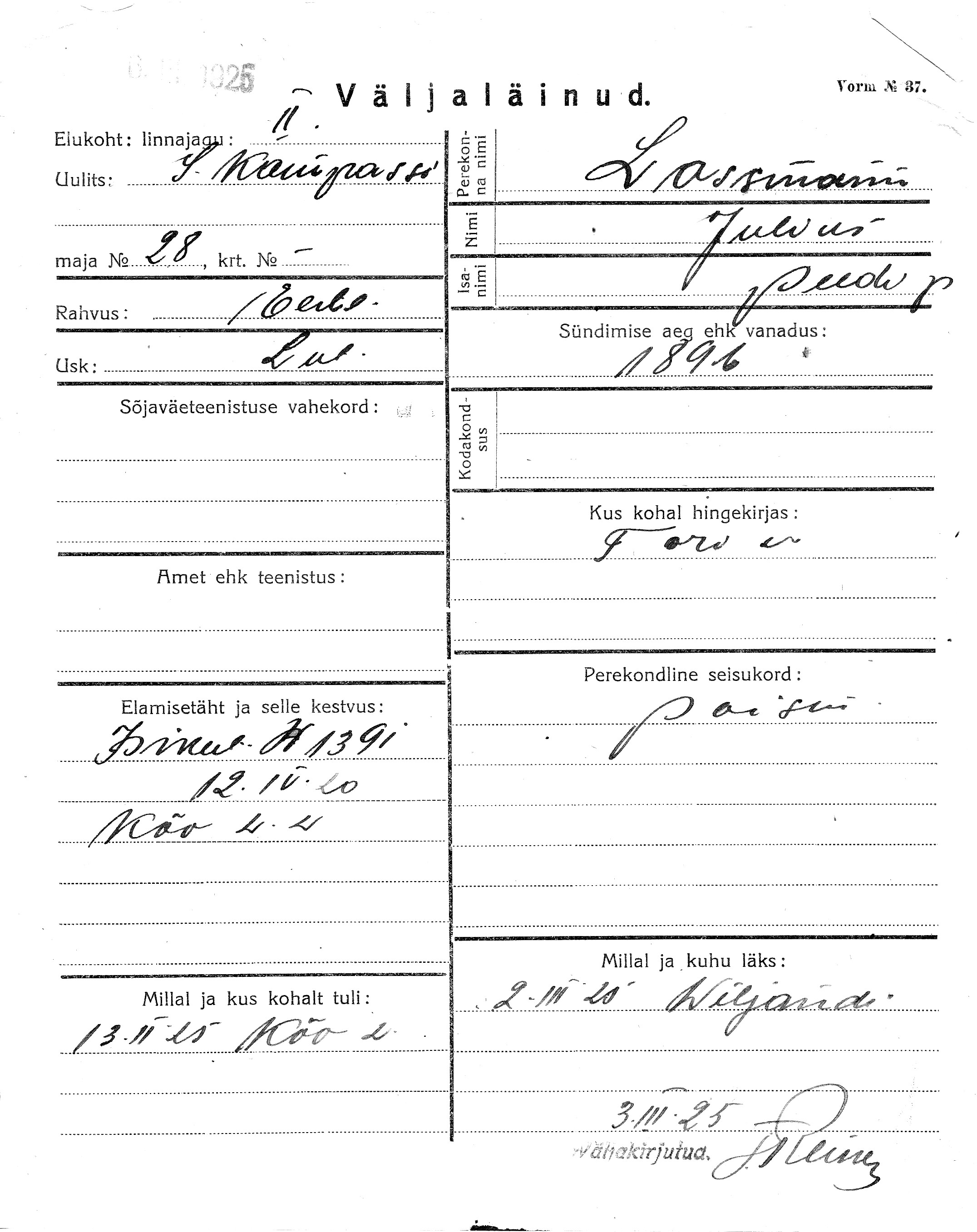 Lossmann, Julius, Peet