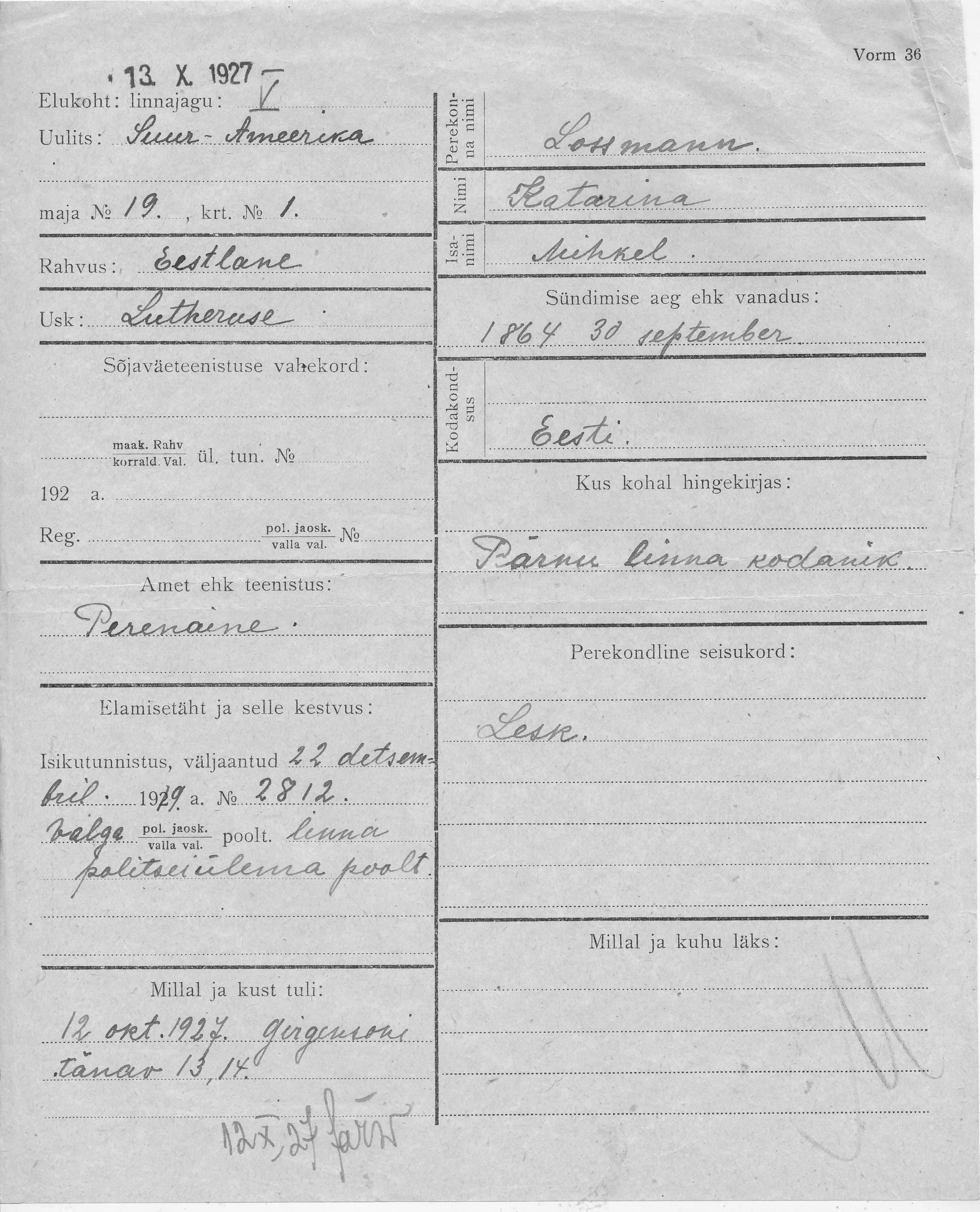 Lossmann, Katarina, Mihkel