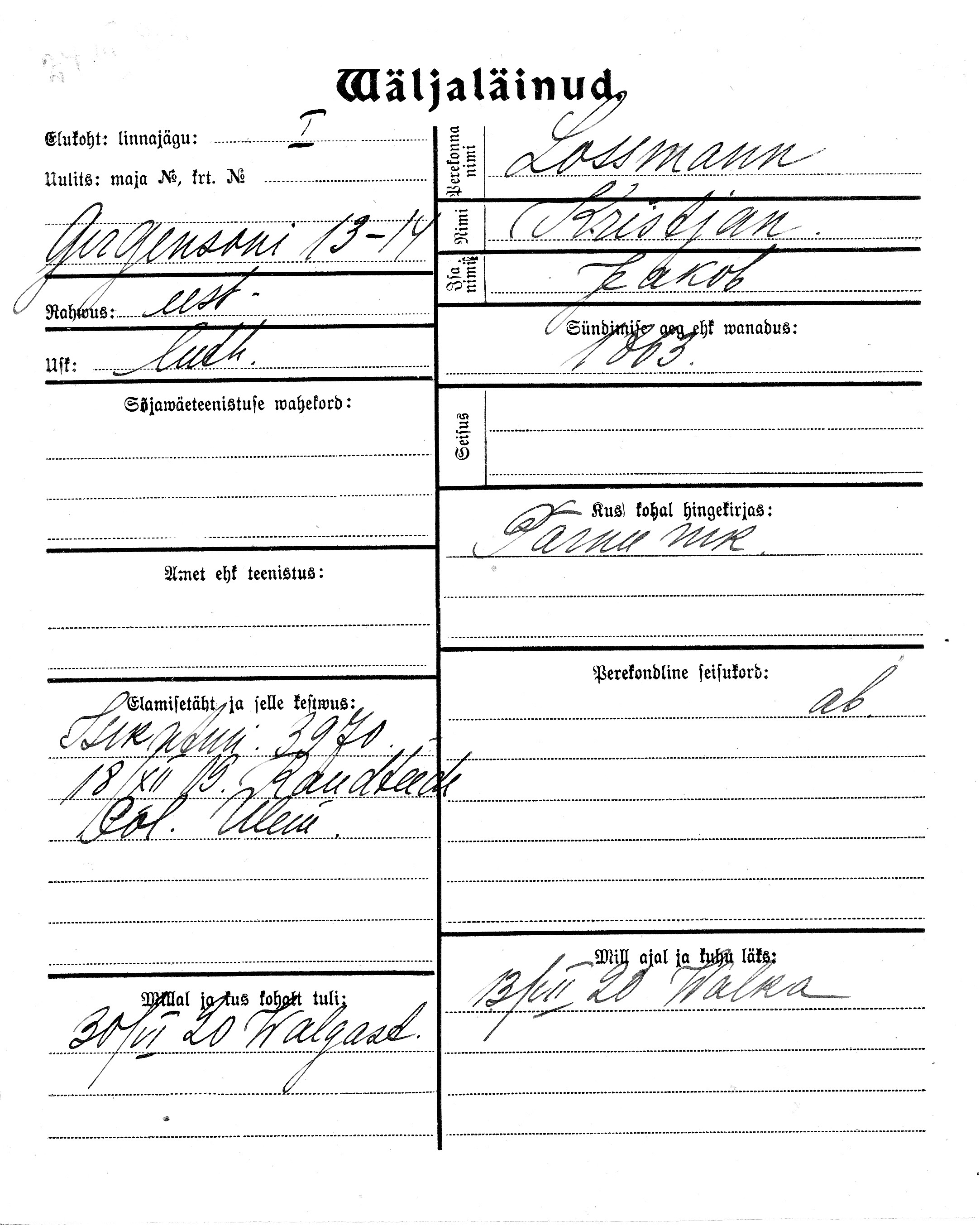 Lossmann, Kristjan, Jakob