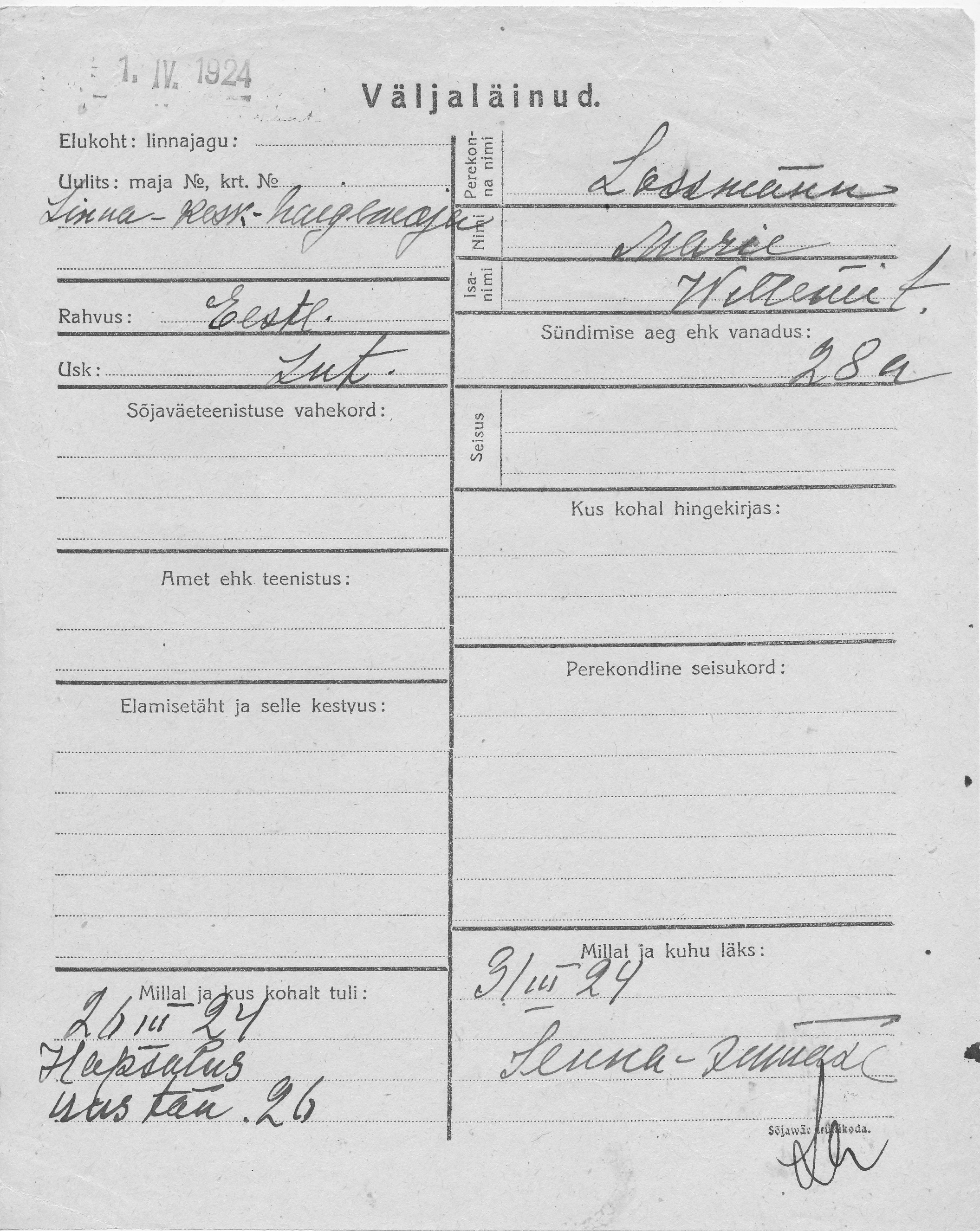 Lossmann, Marie, Willem