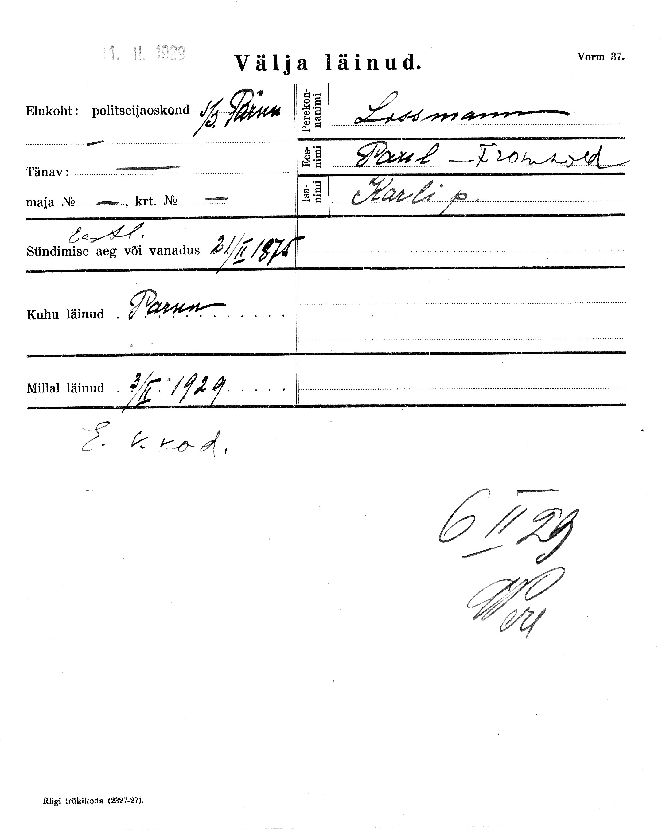 Lossmann, Paul-Fromhold, Karl