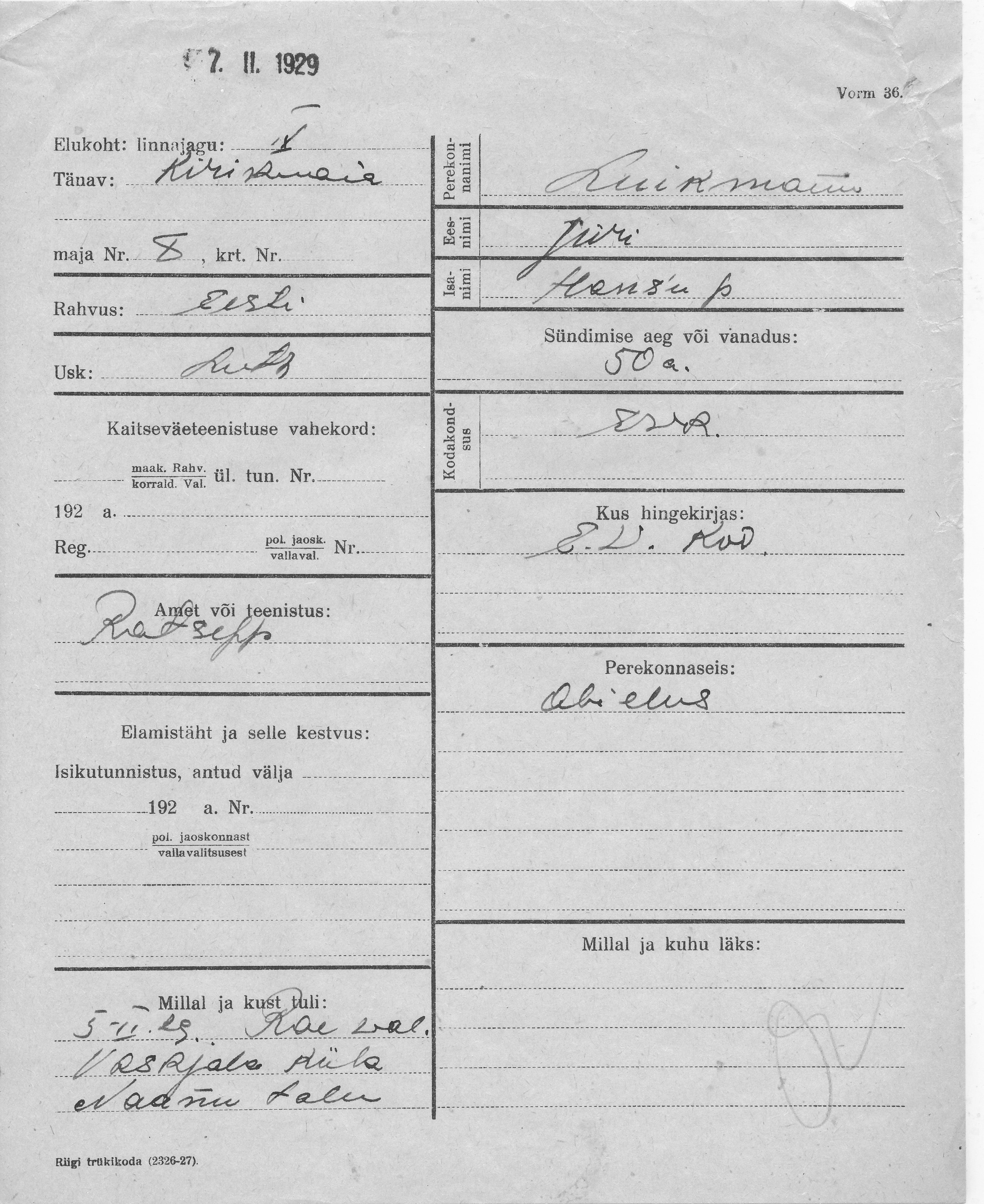 Luikmann, Jüri, Hans