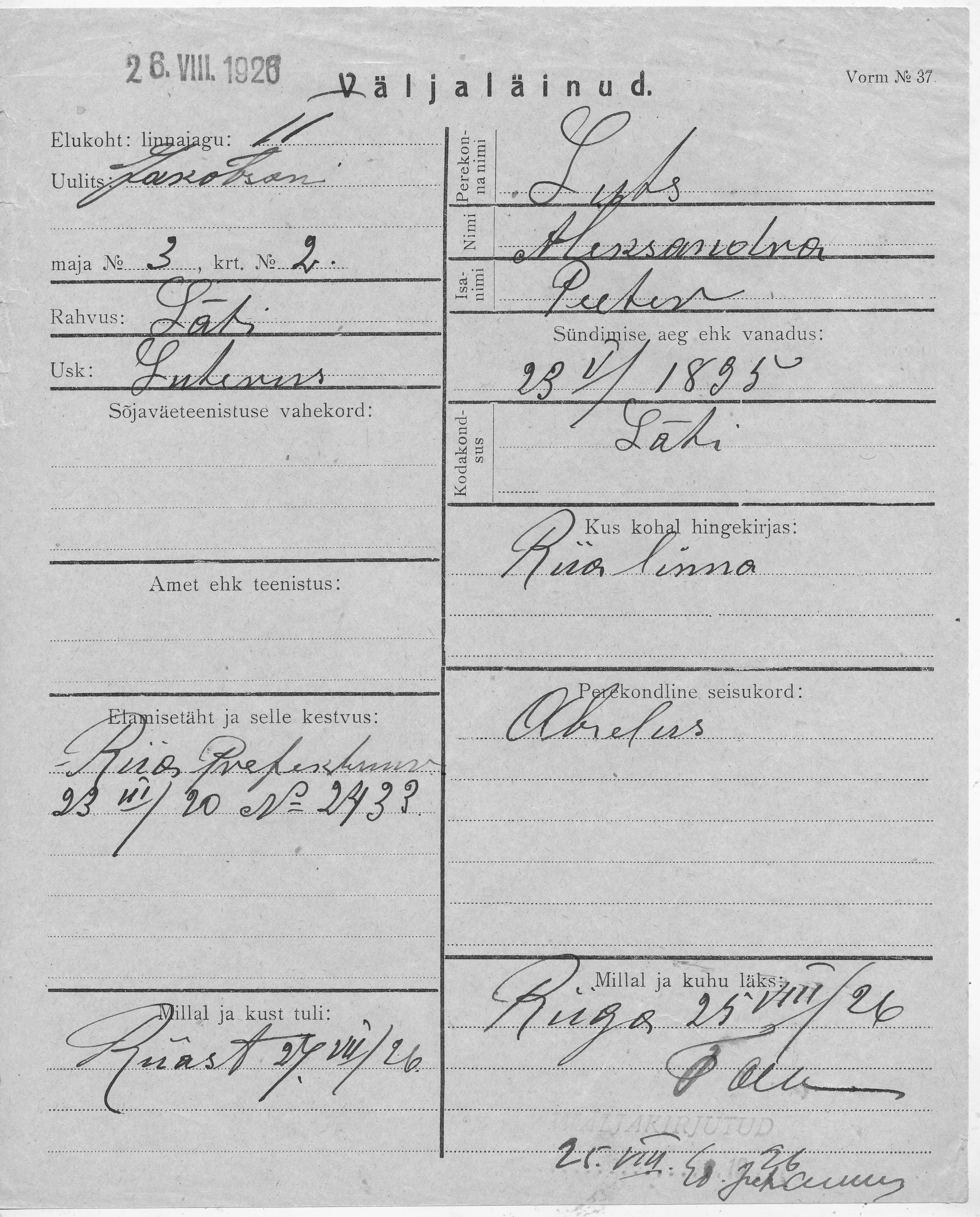 Luts, Aleksandra, Peeter