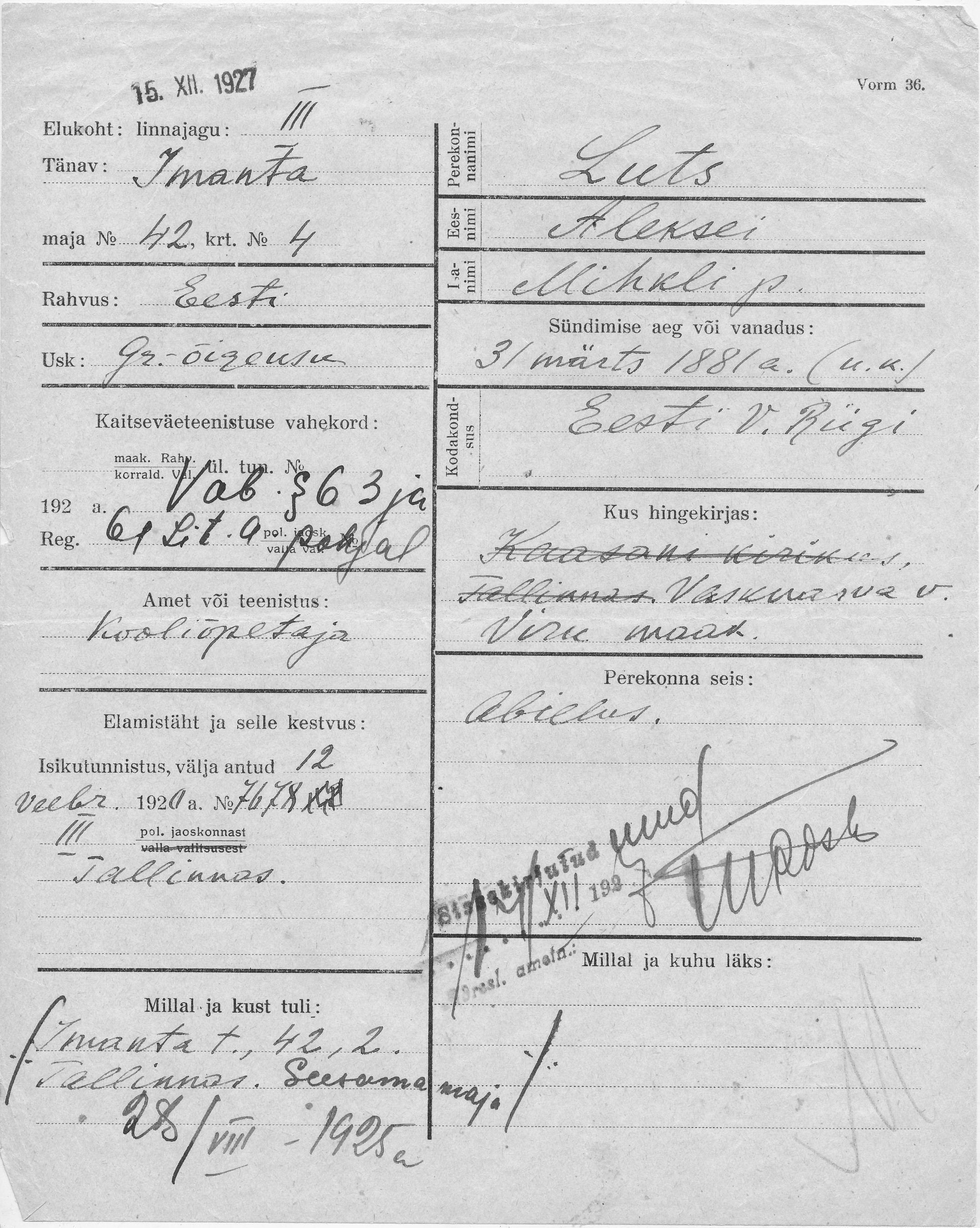 Luts, Aleksei, Mihkel