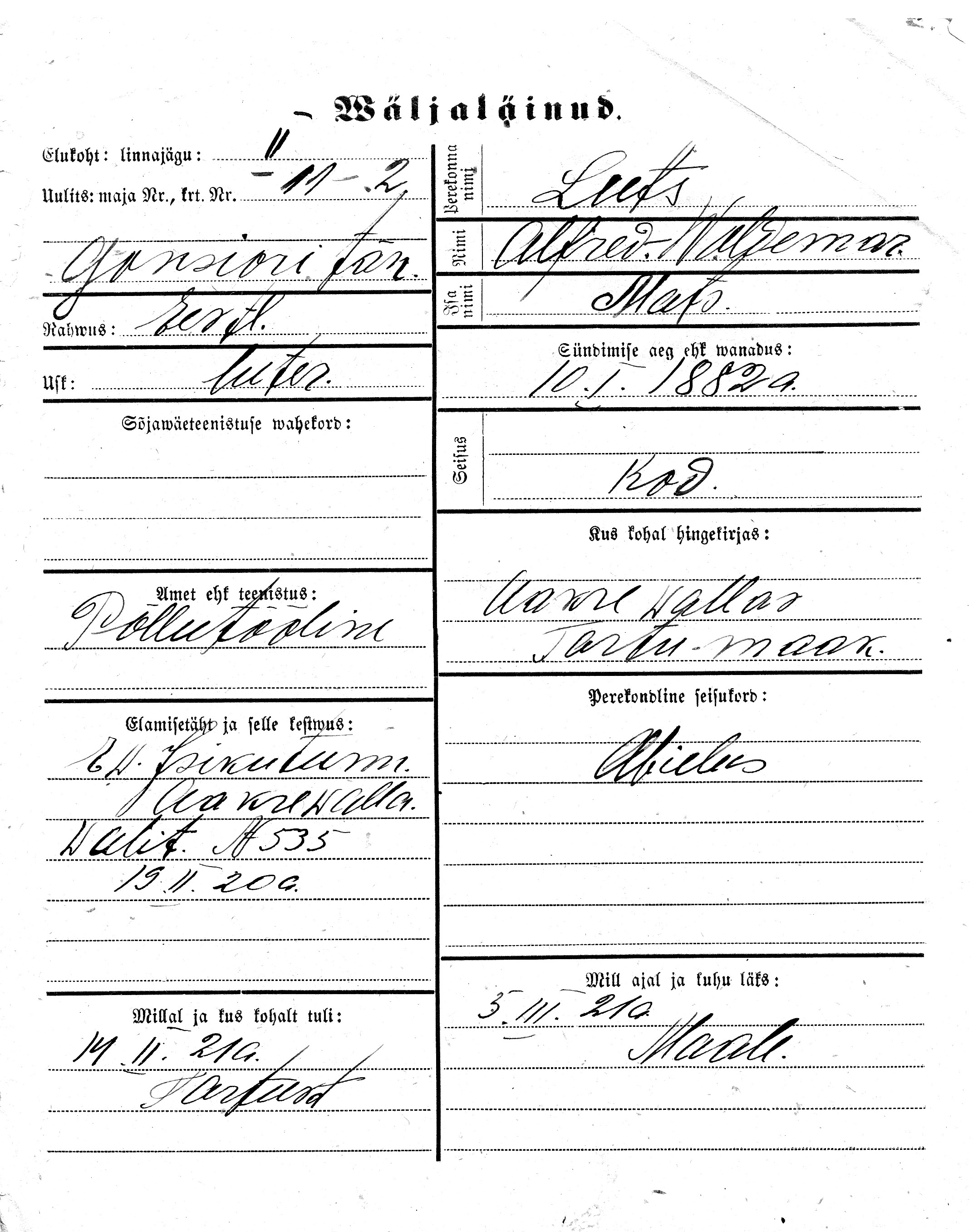 Luts, Alfred-Woldemar, Mats