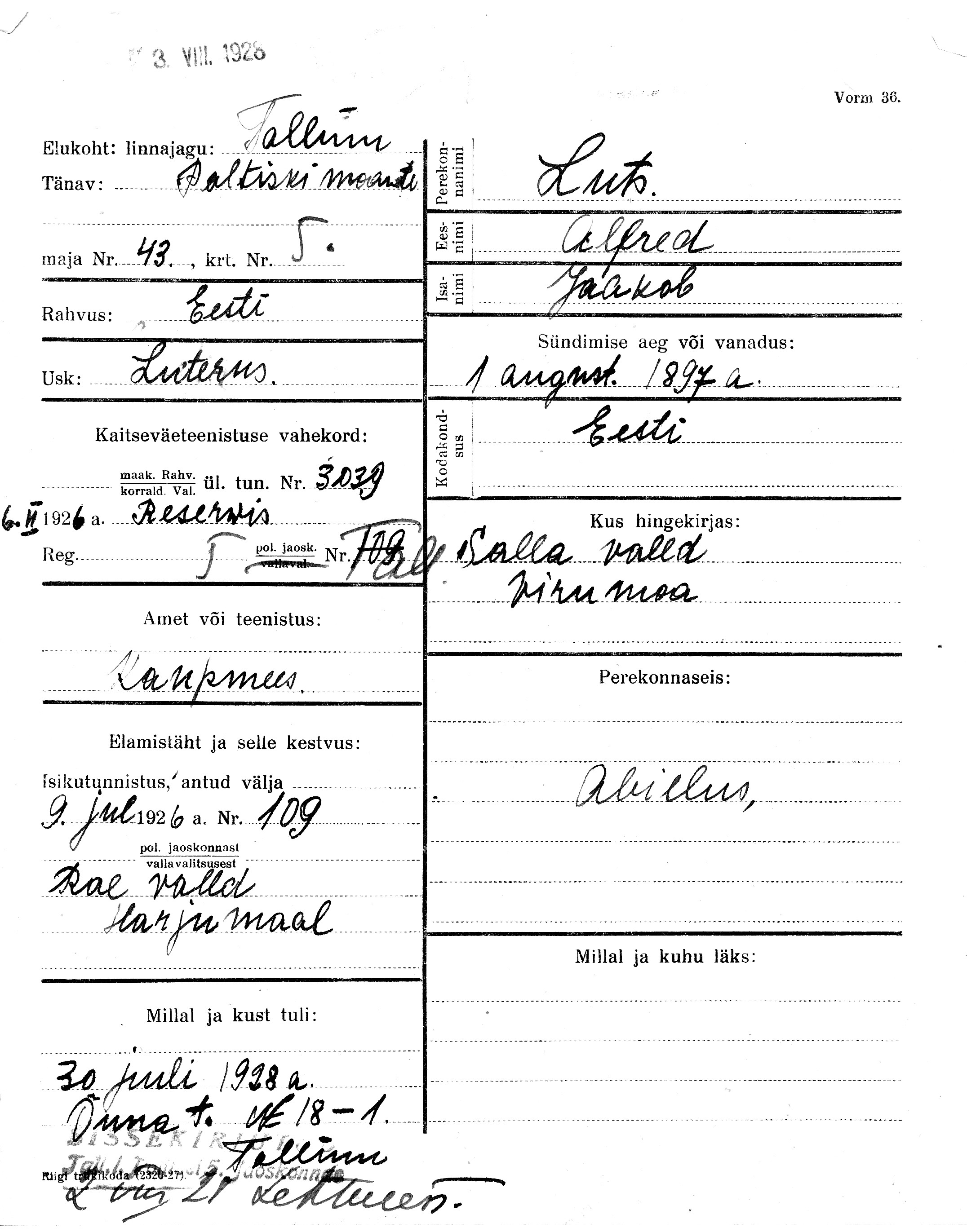 Luts, Alfred, Jaakob