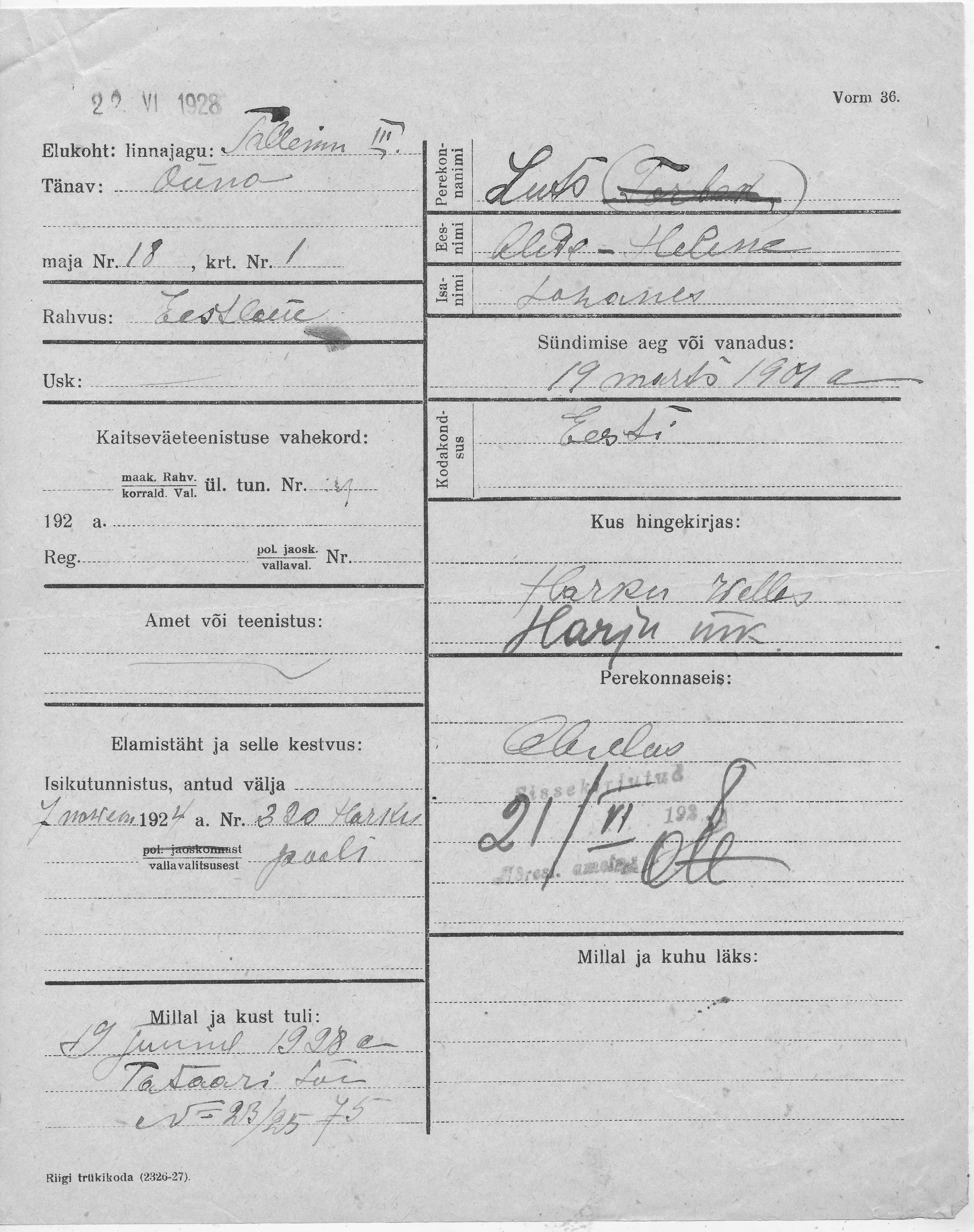 Luts, Alide-Helene, Johanes