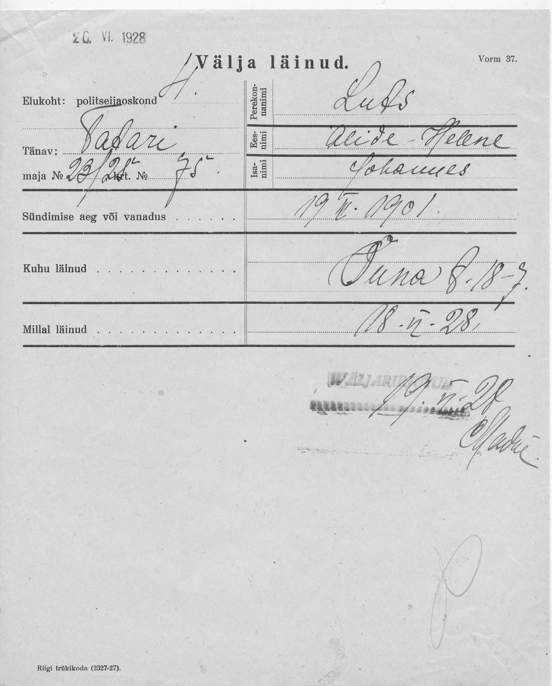 Luts, Alide-Helene, Johannes