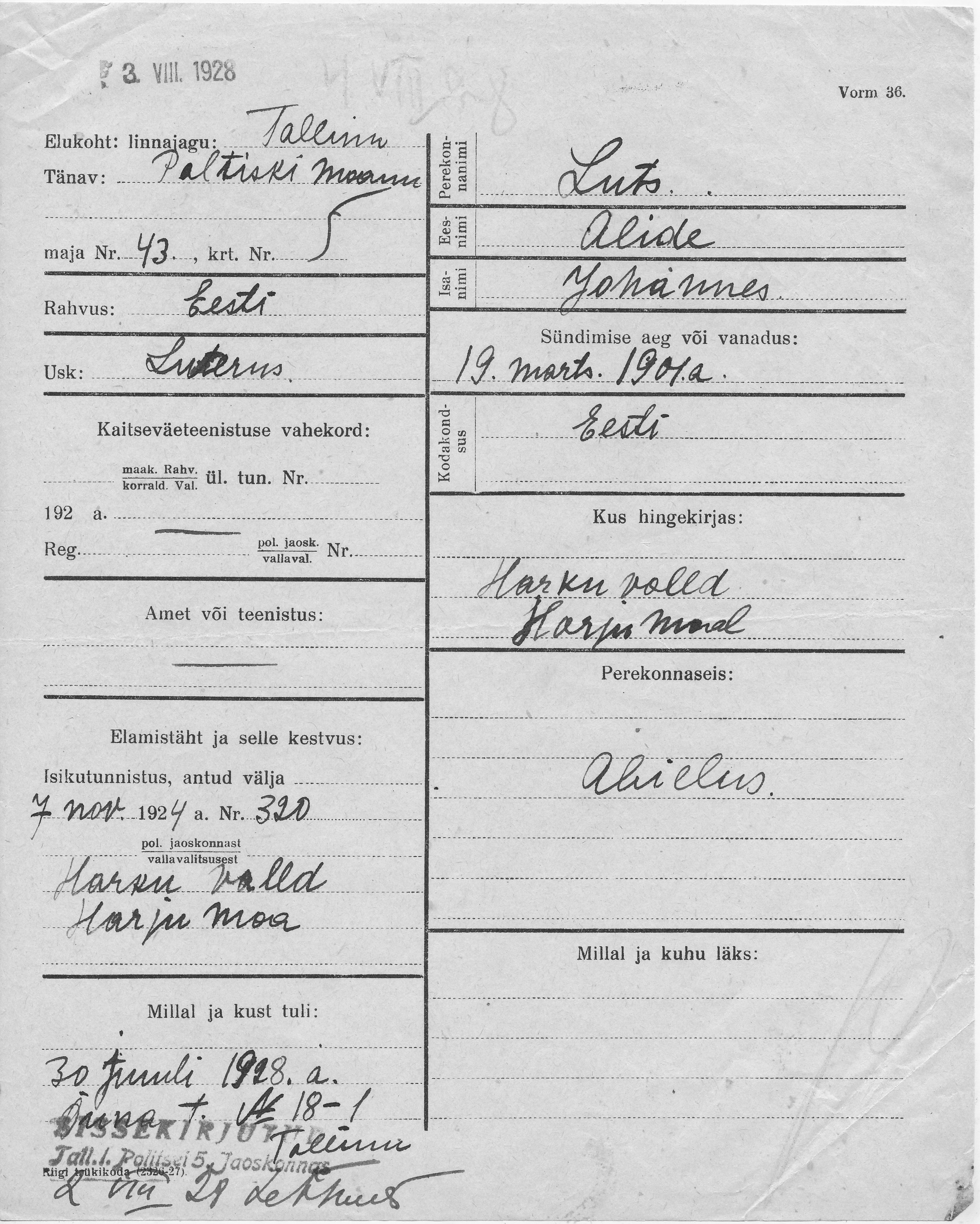 Luts, Alide, Johannes