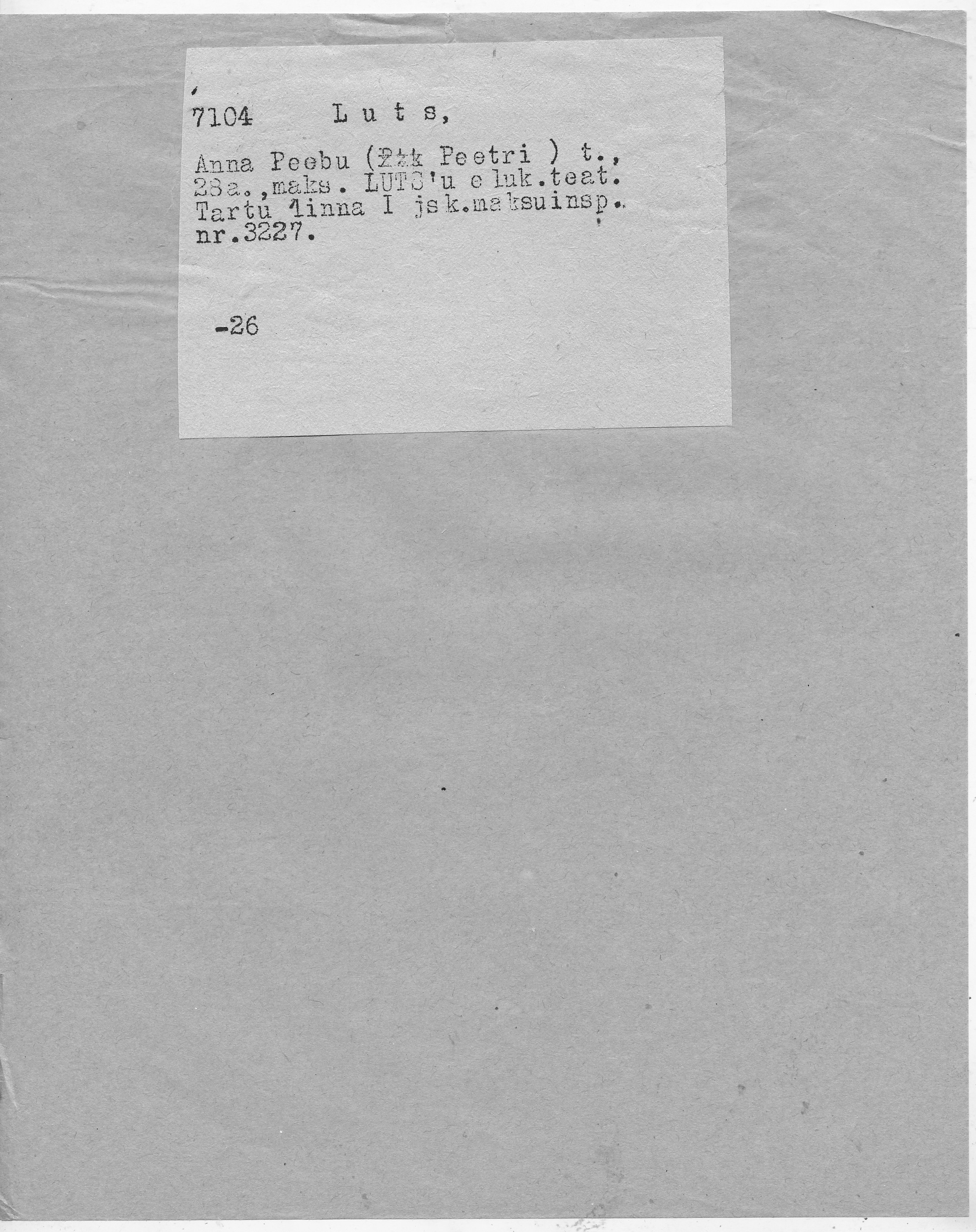 Luts, Anna, Peep(Peeter)