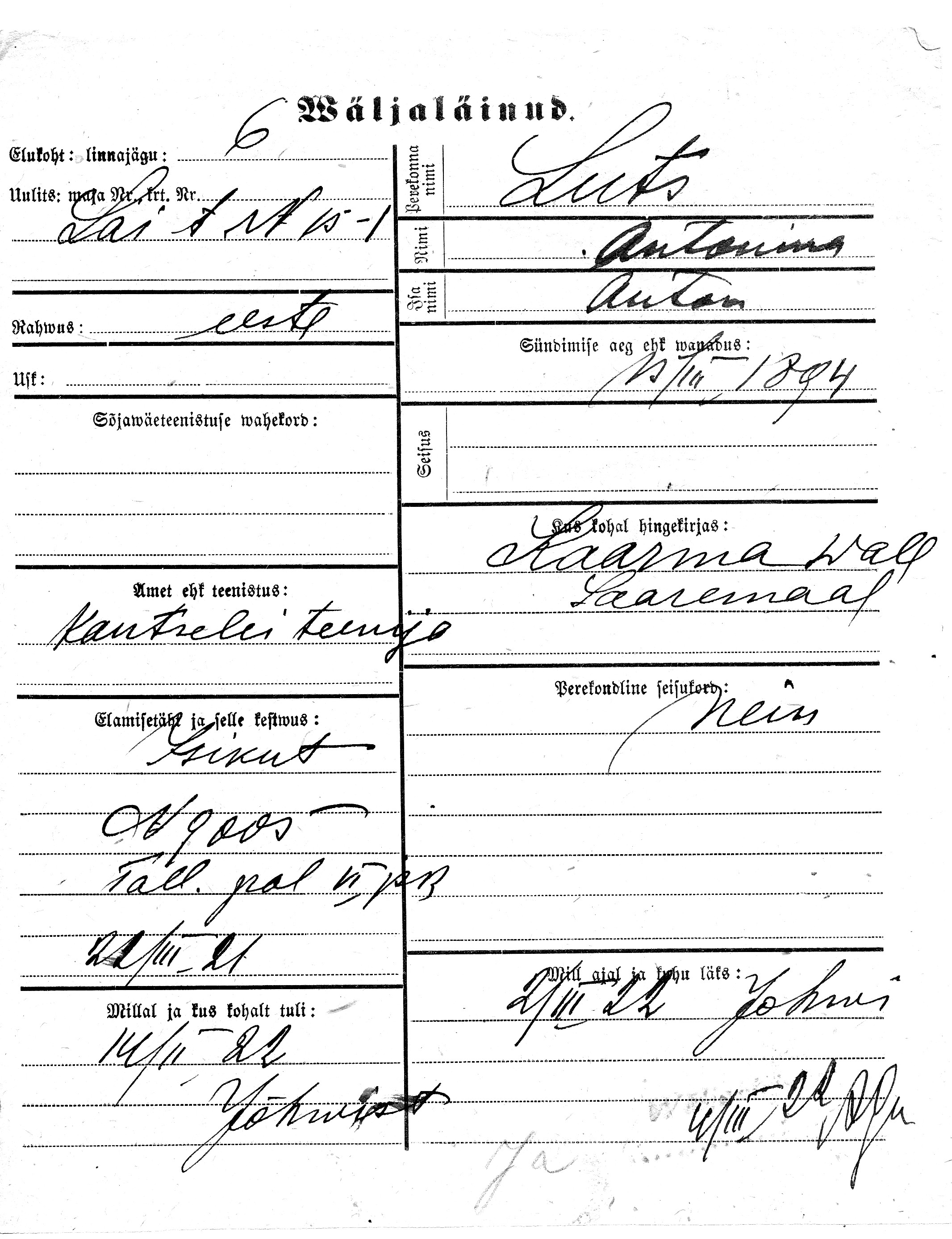 Luts, Antonina, Anton