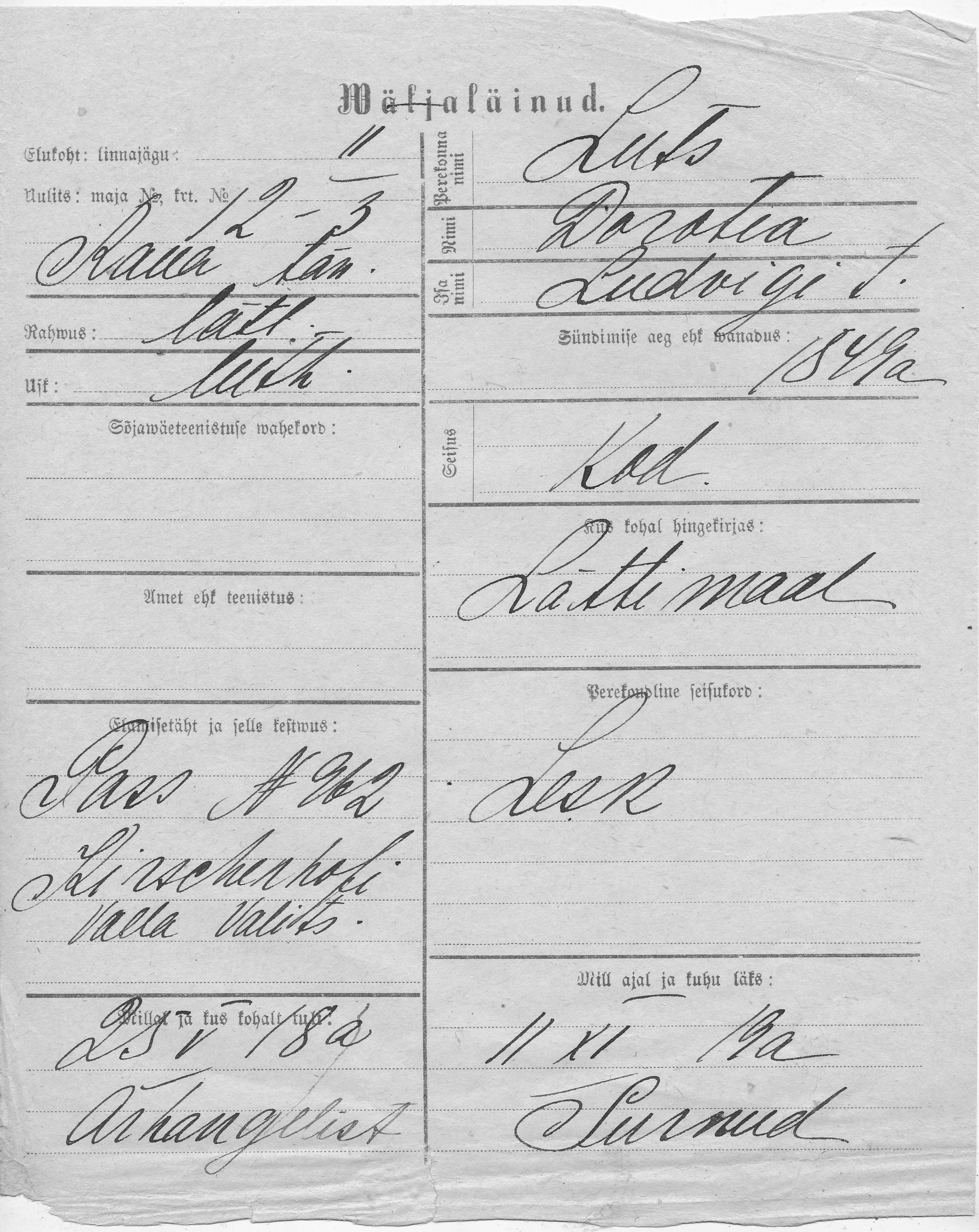 Luts, Dorotea, Ludvig