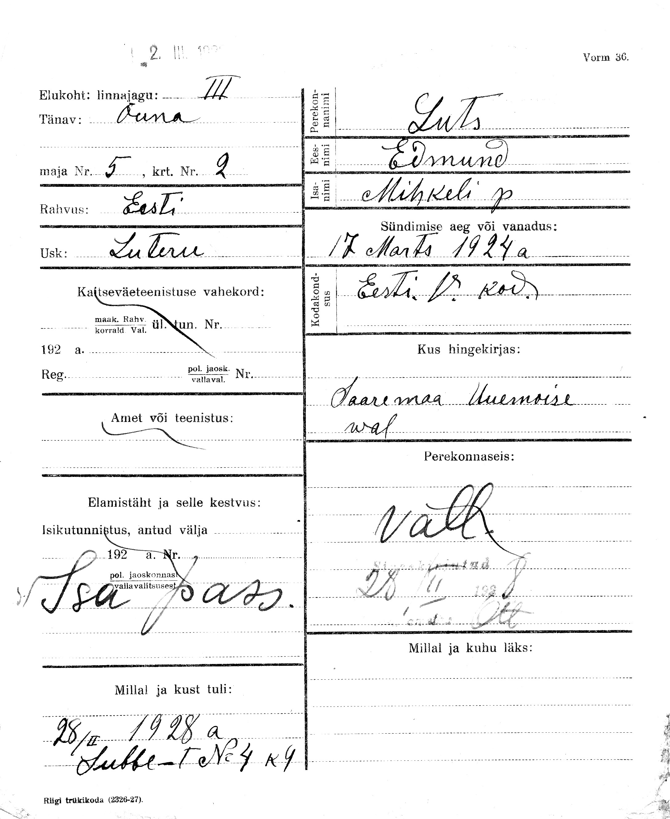 Luts, Edmund, Mihkel