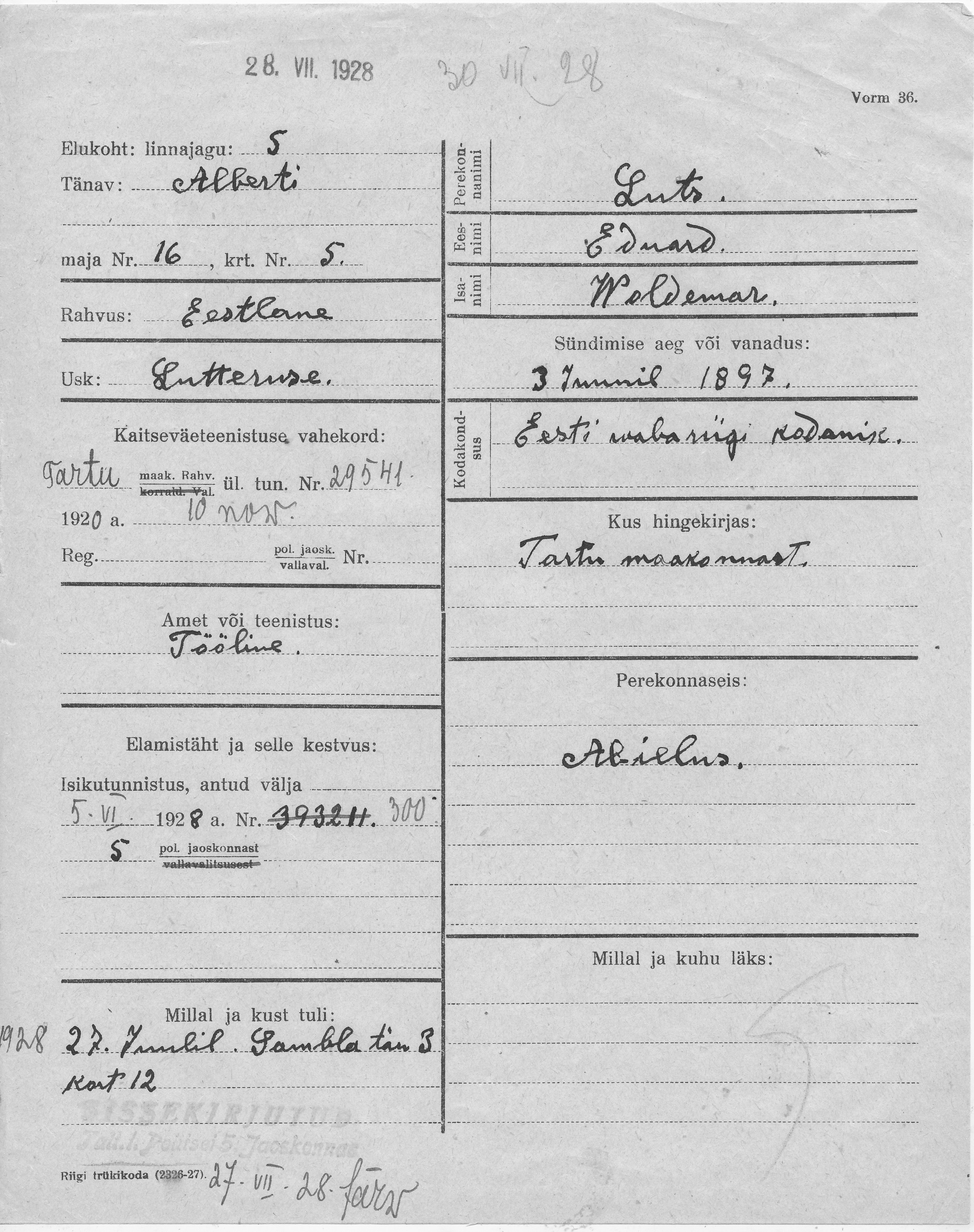 Luts, Eduard, Woldemar