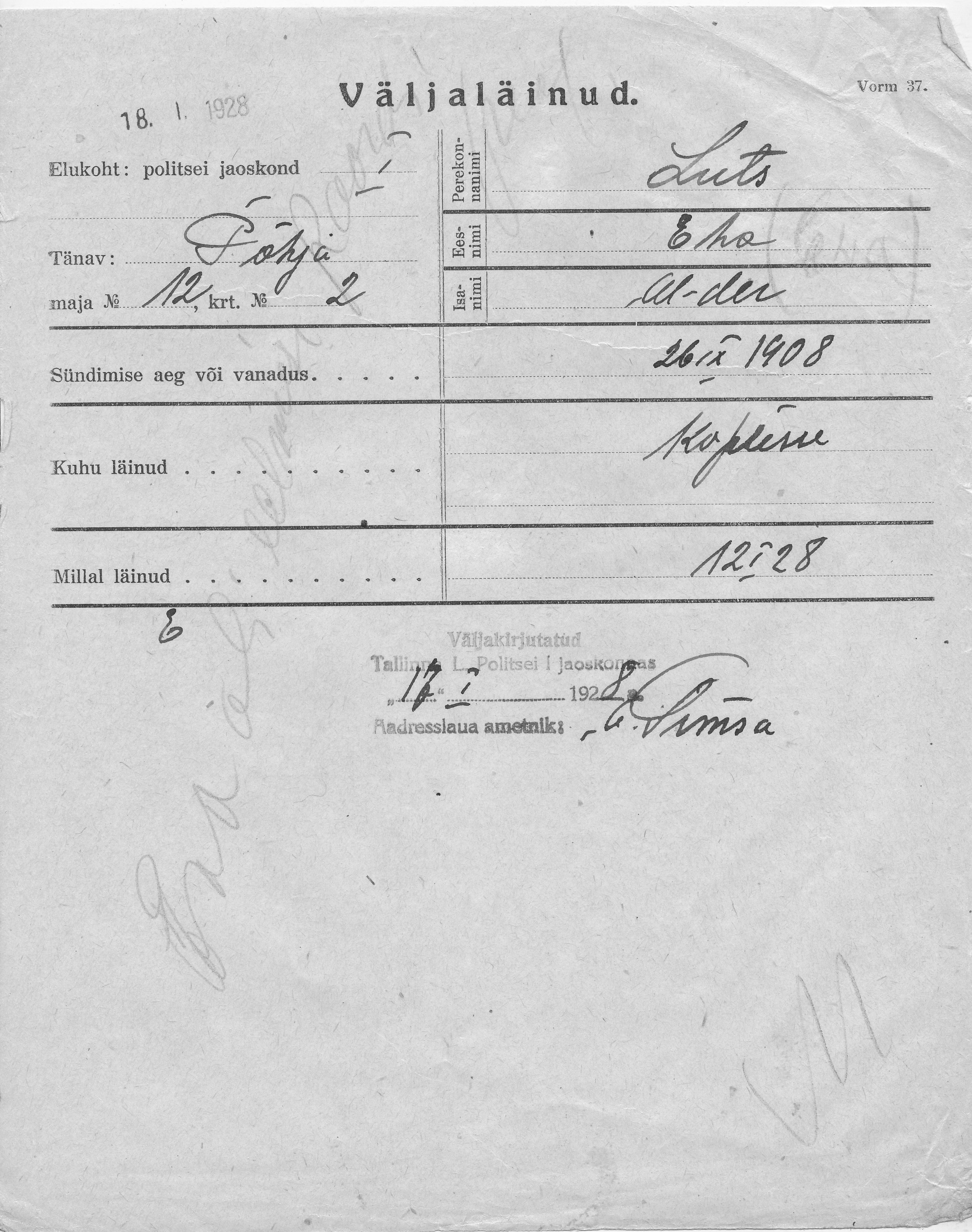 Luts, Eha, Aleksander