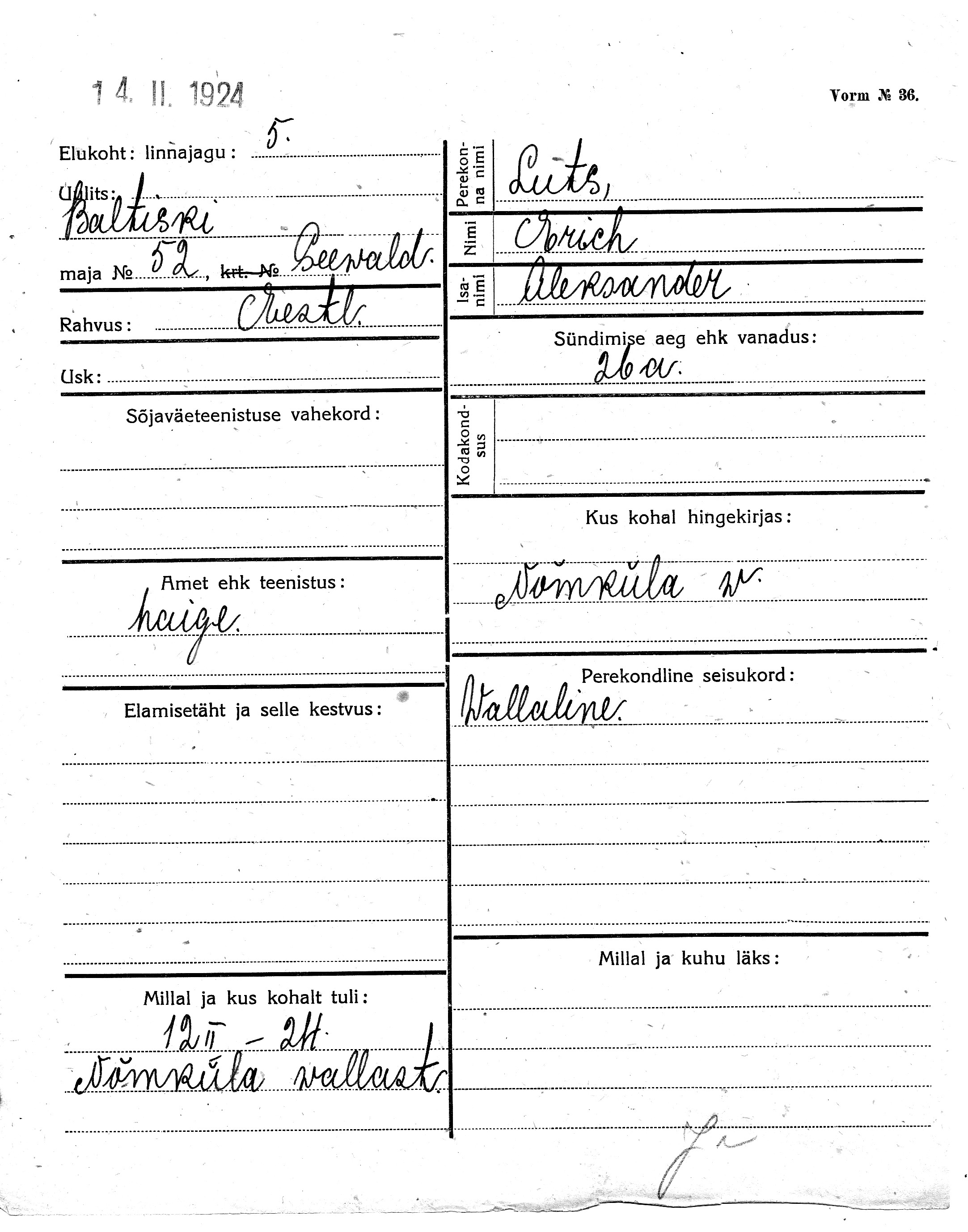 Luts, Erich, Aleksander