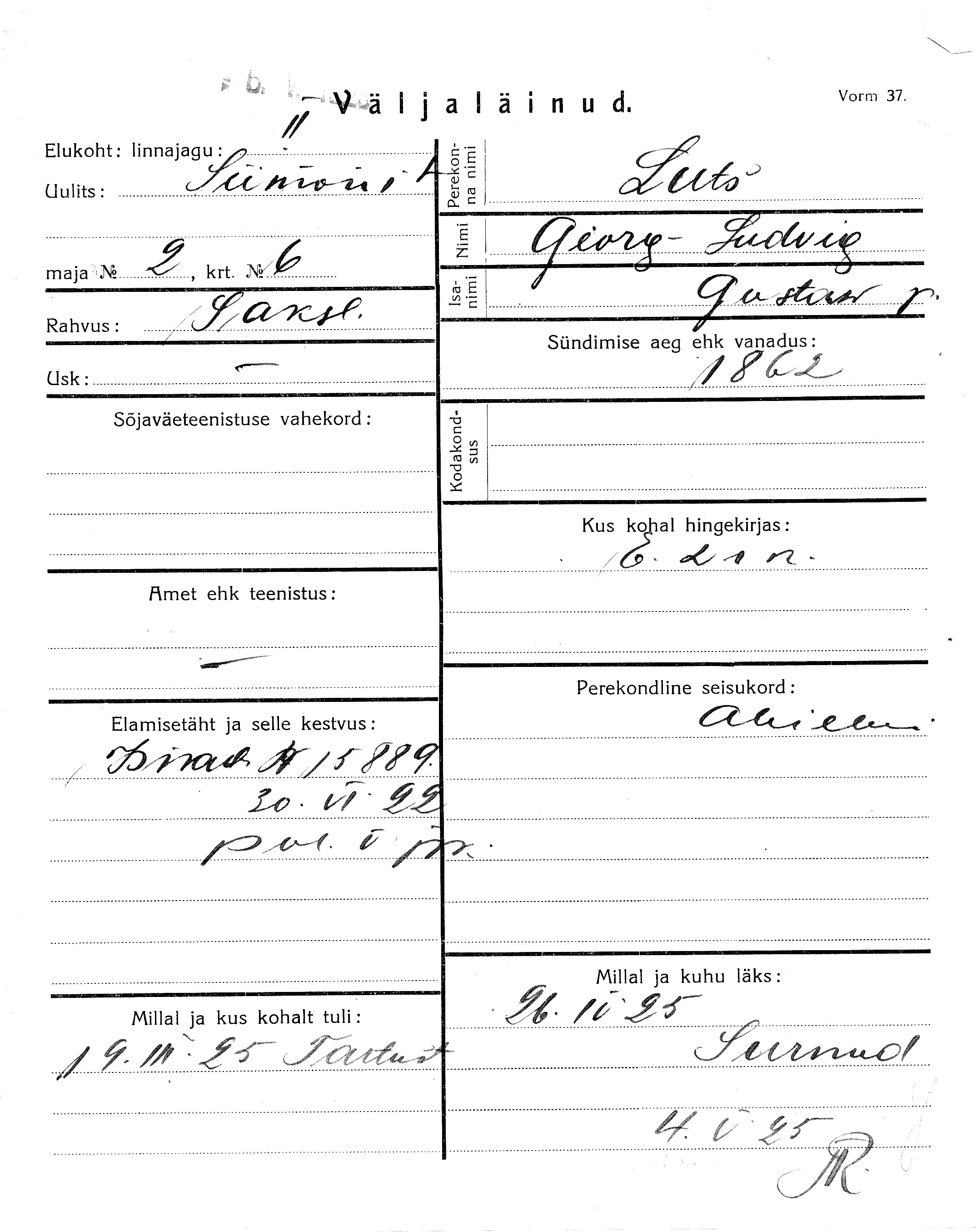 Luts, Georg-Ludvig, Gustaw