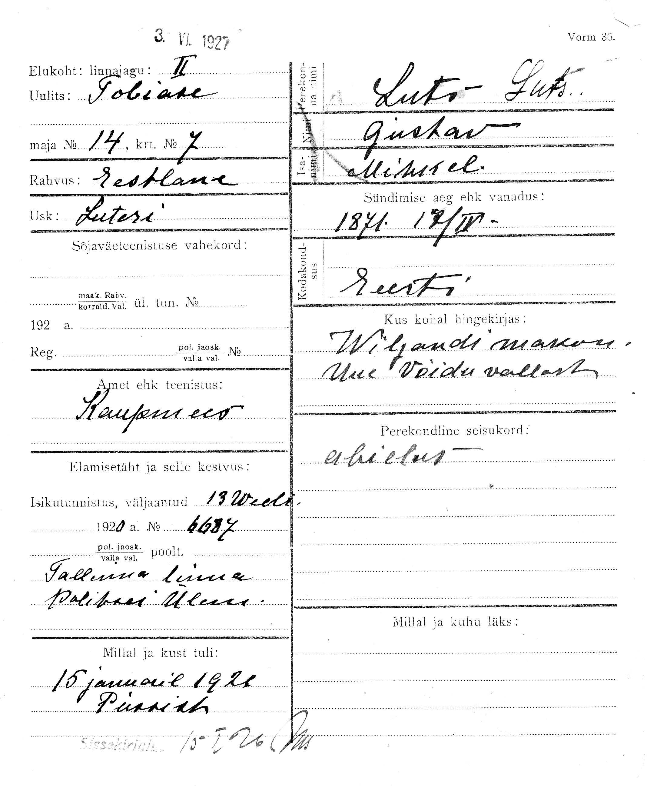 Luts, Gustav, Mihkel