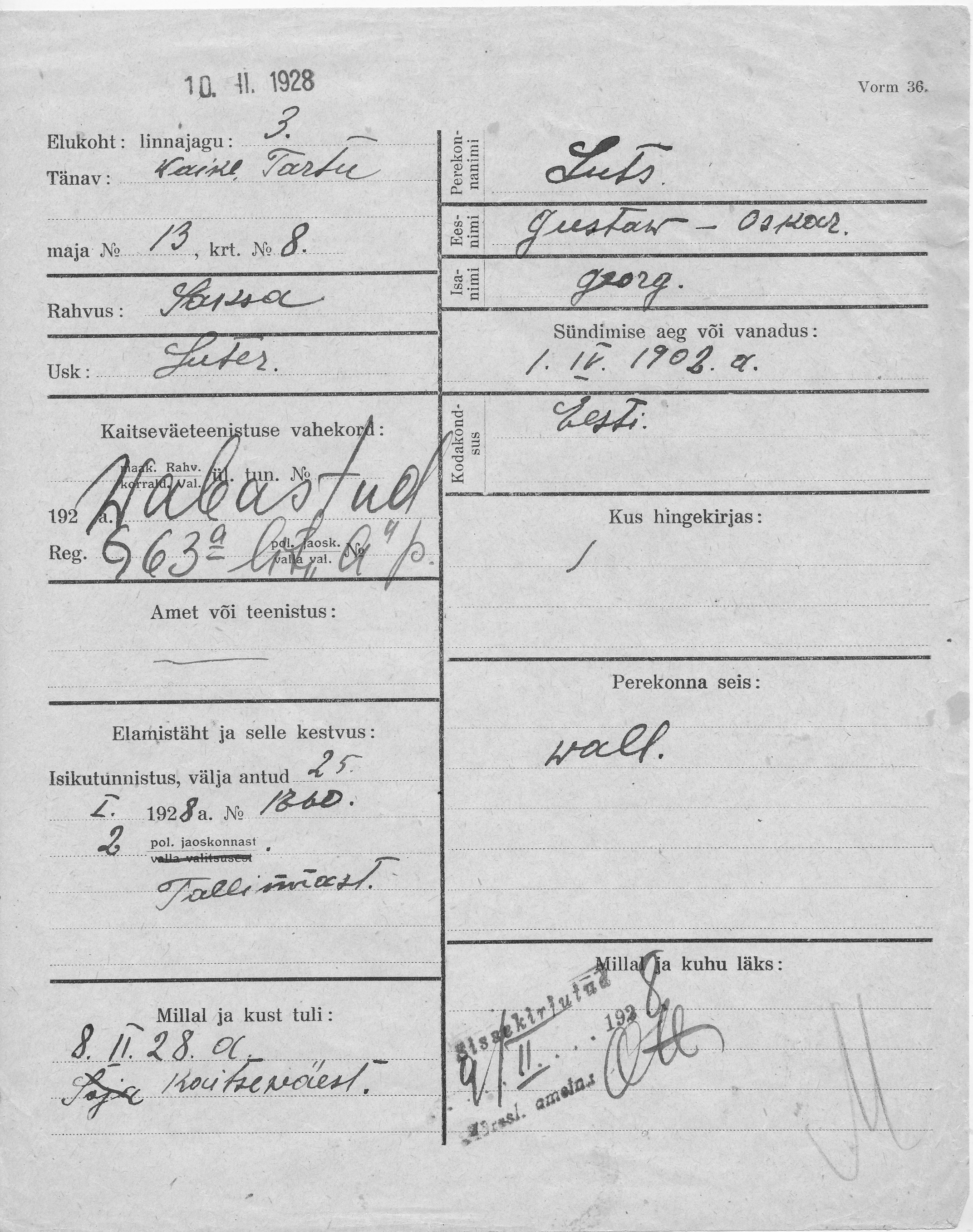 Luts, Gustaw-Oskar, Georg