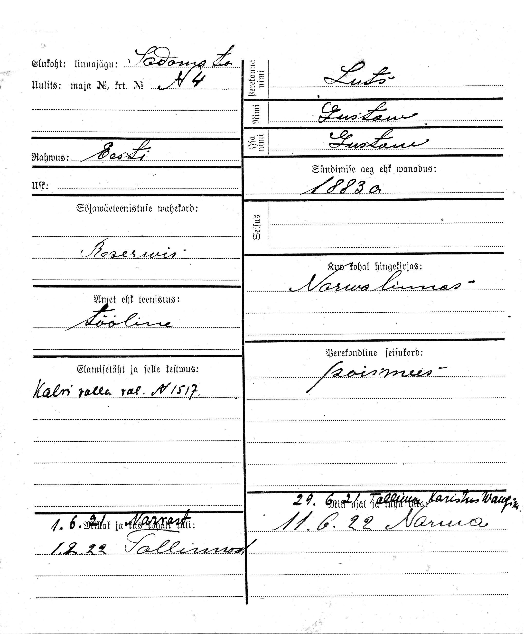 Luts, Gustaw, Gustaw