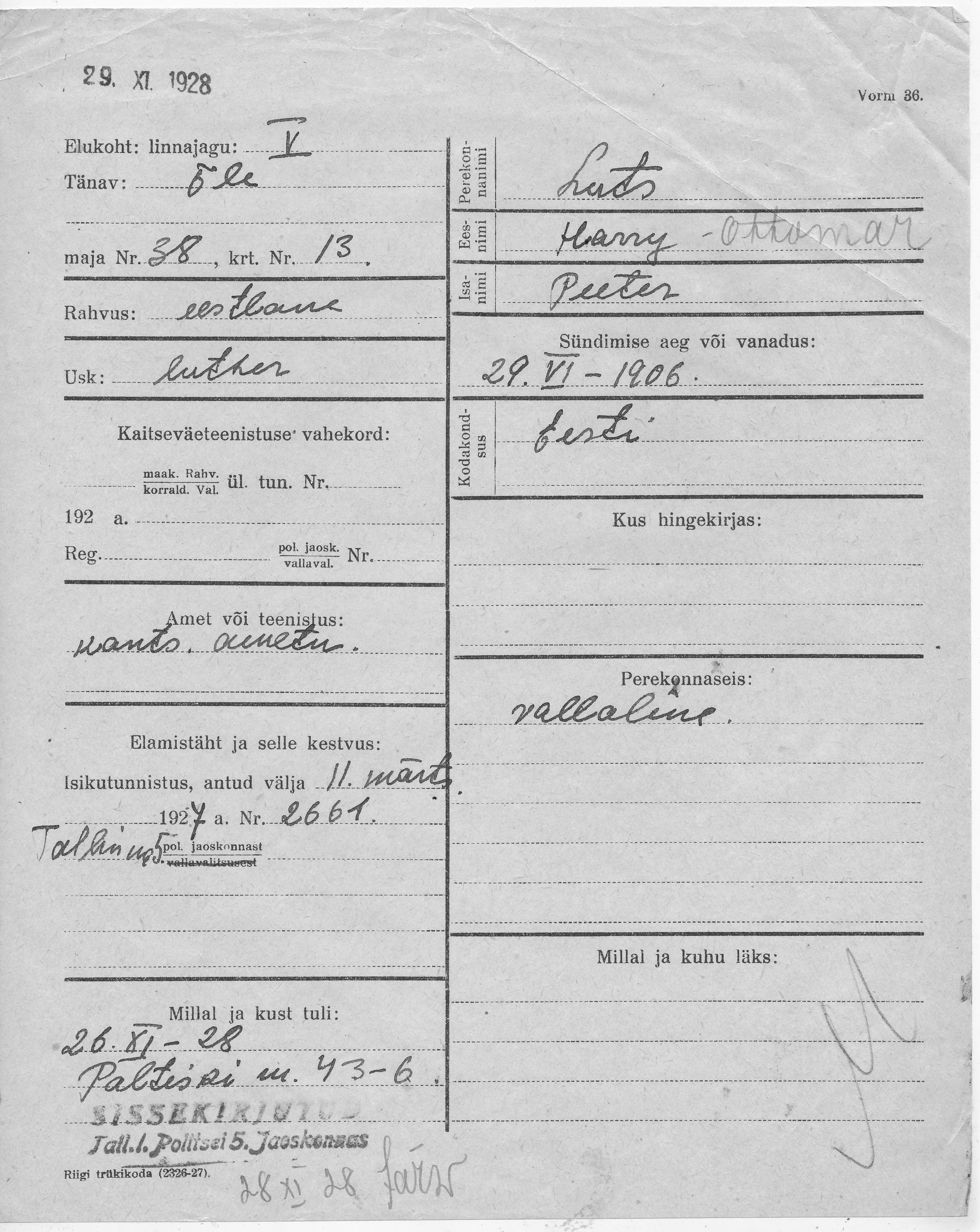 Luts, Harry-Ottomar, Peeter