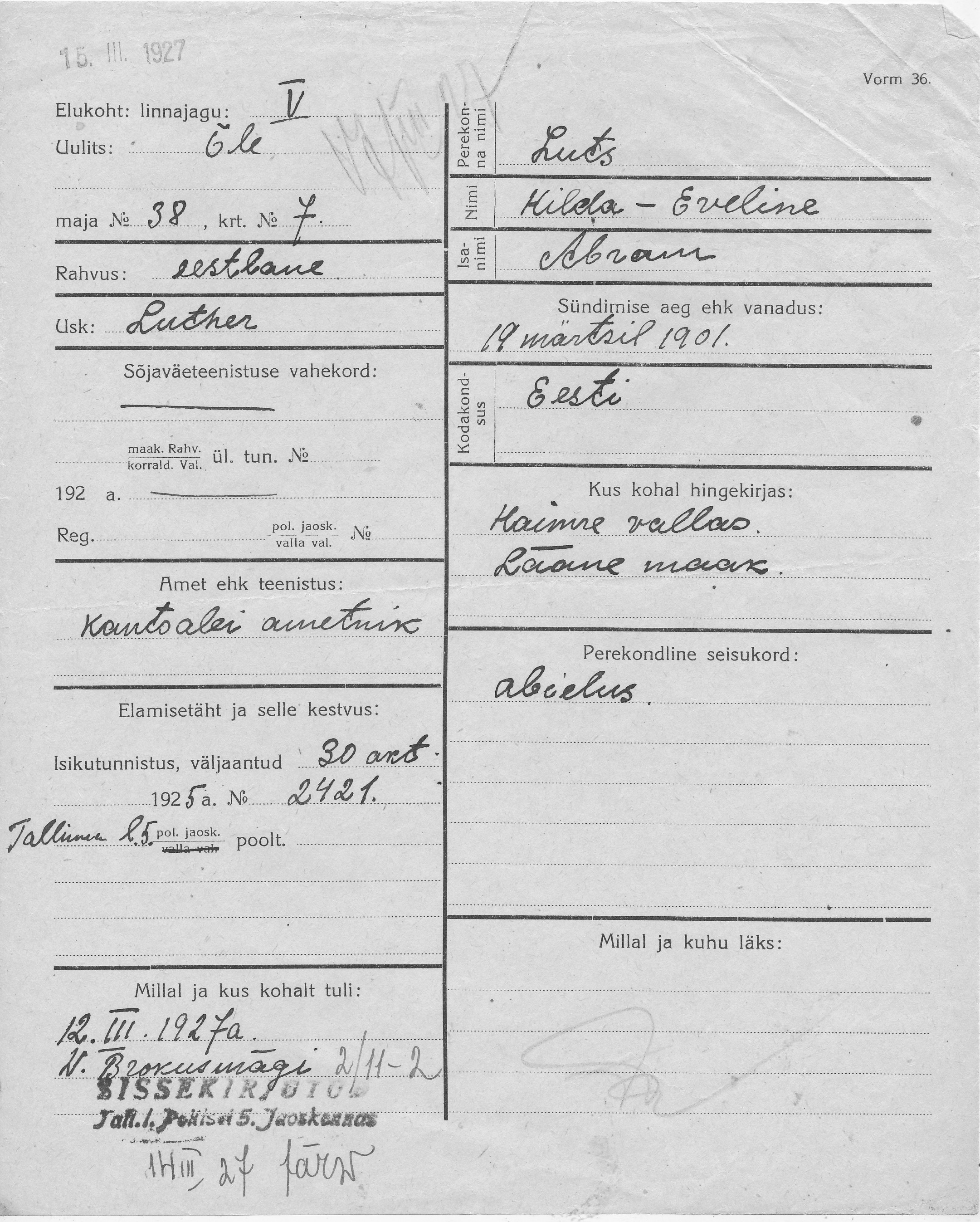 Luts, Hilda-Eveline, Abram