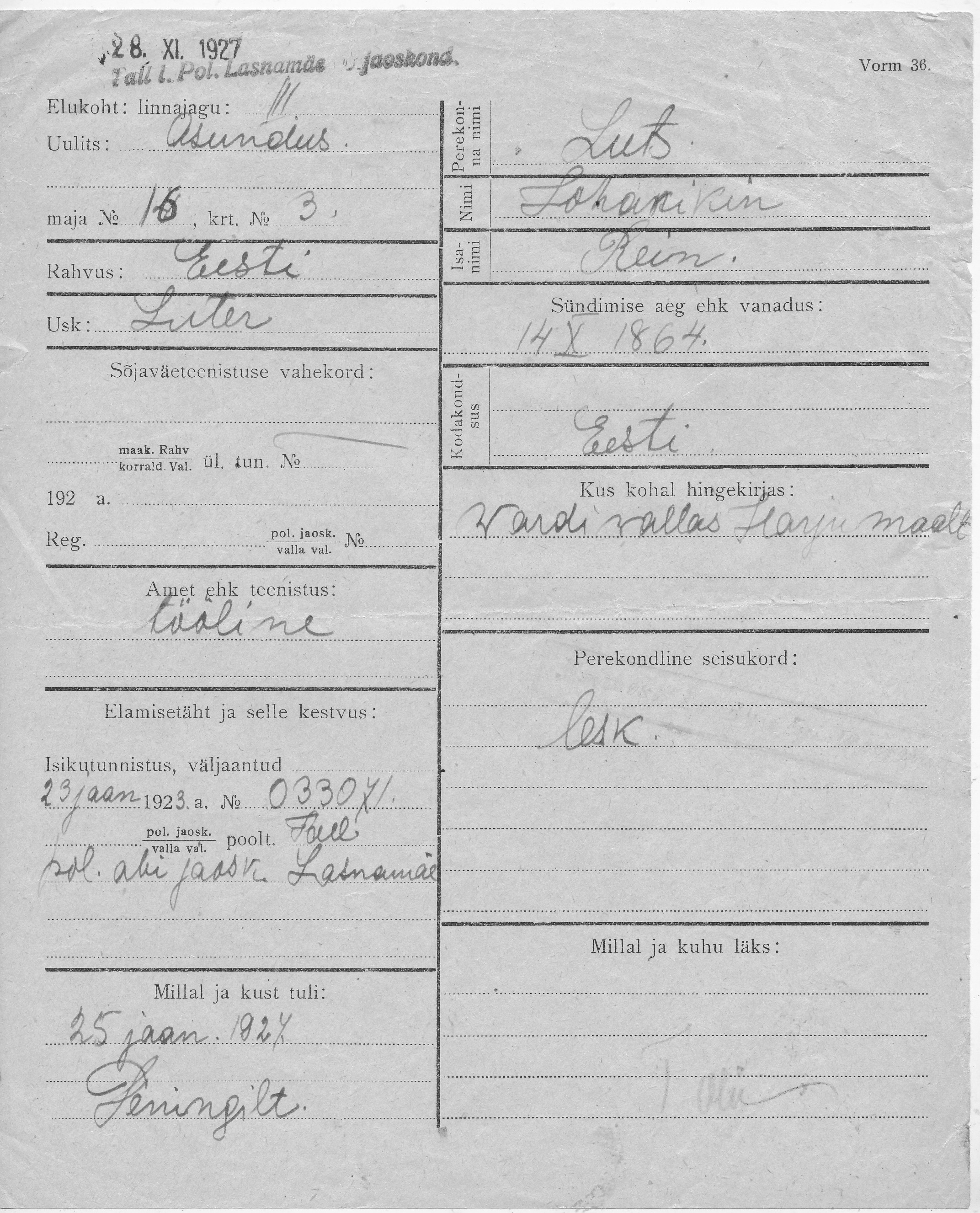 Luts, Johakikin, Rein