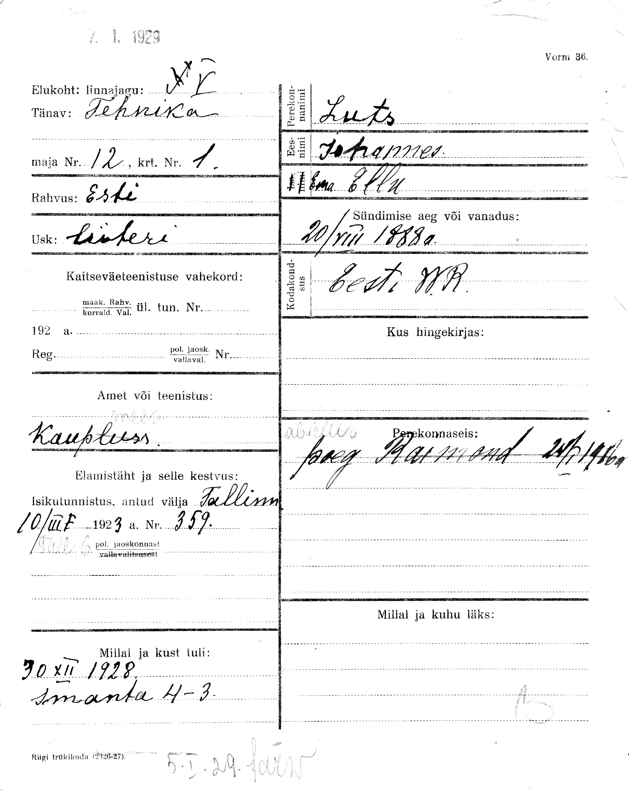 Luts, Johannes, Ellu