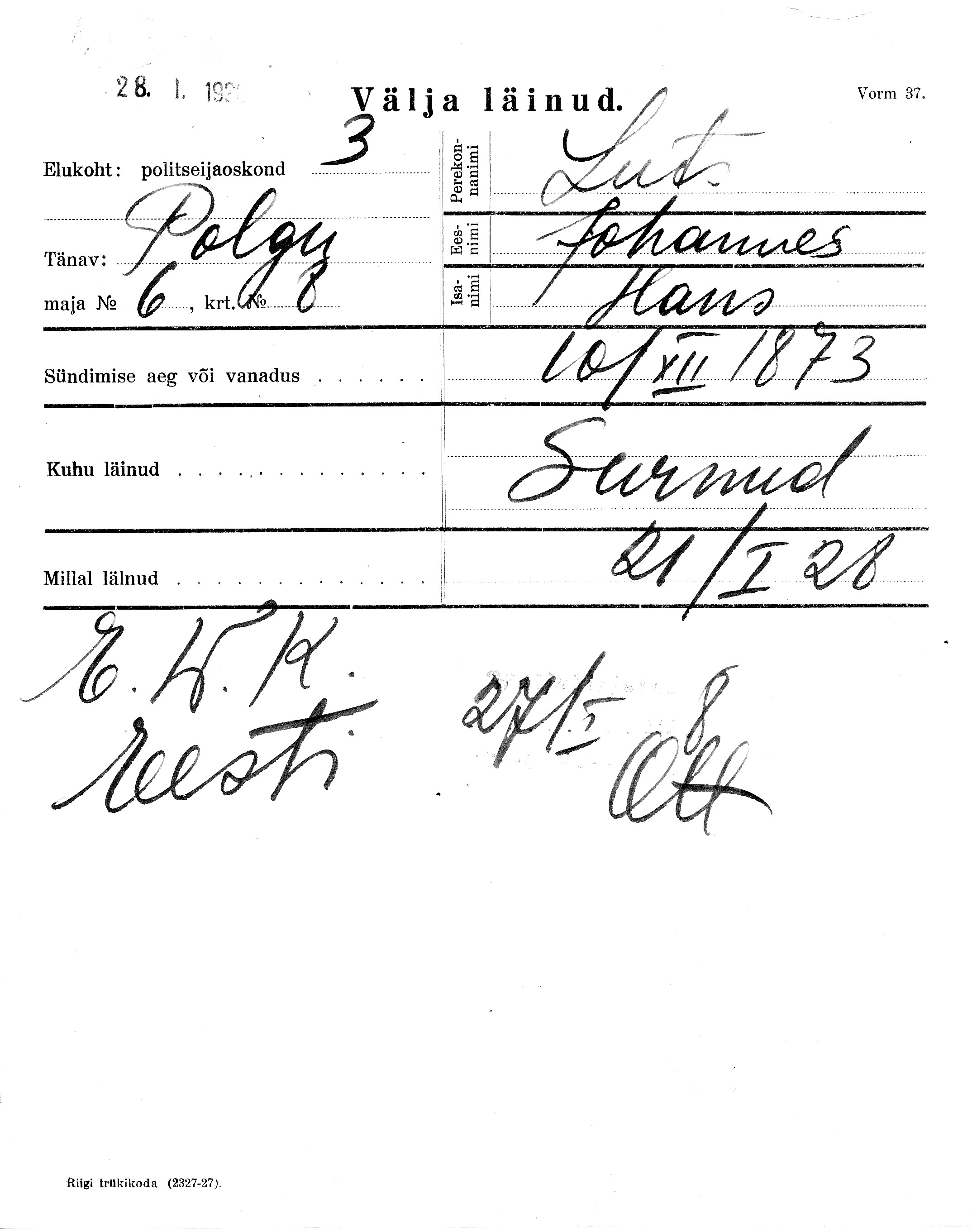 Luts, Johannes, Hans