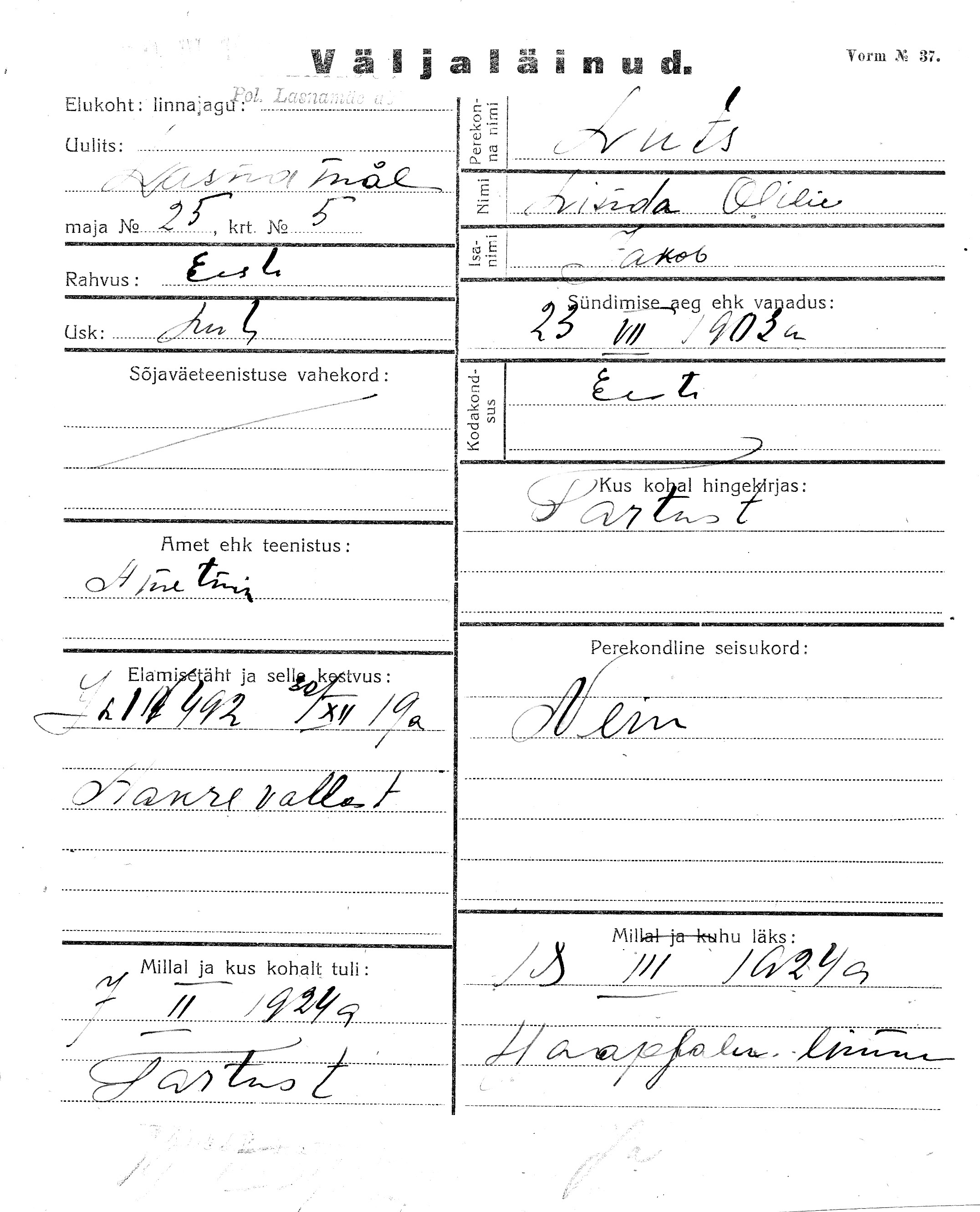 Luts, Linda Olilie, Jakob