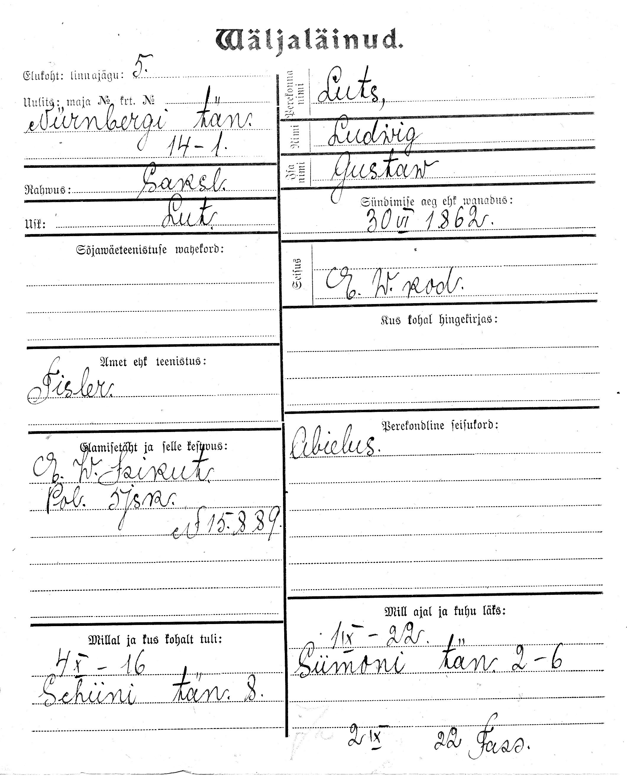 Luts, Ludwig, Gustaw