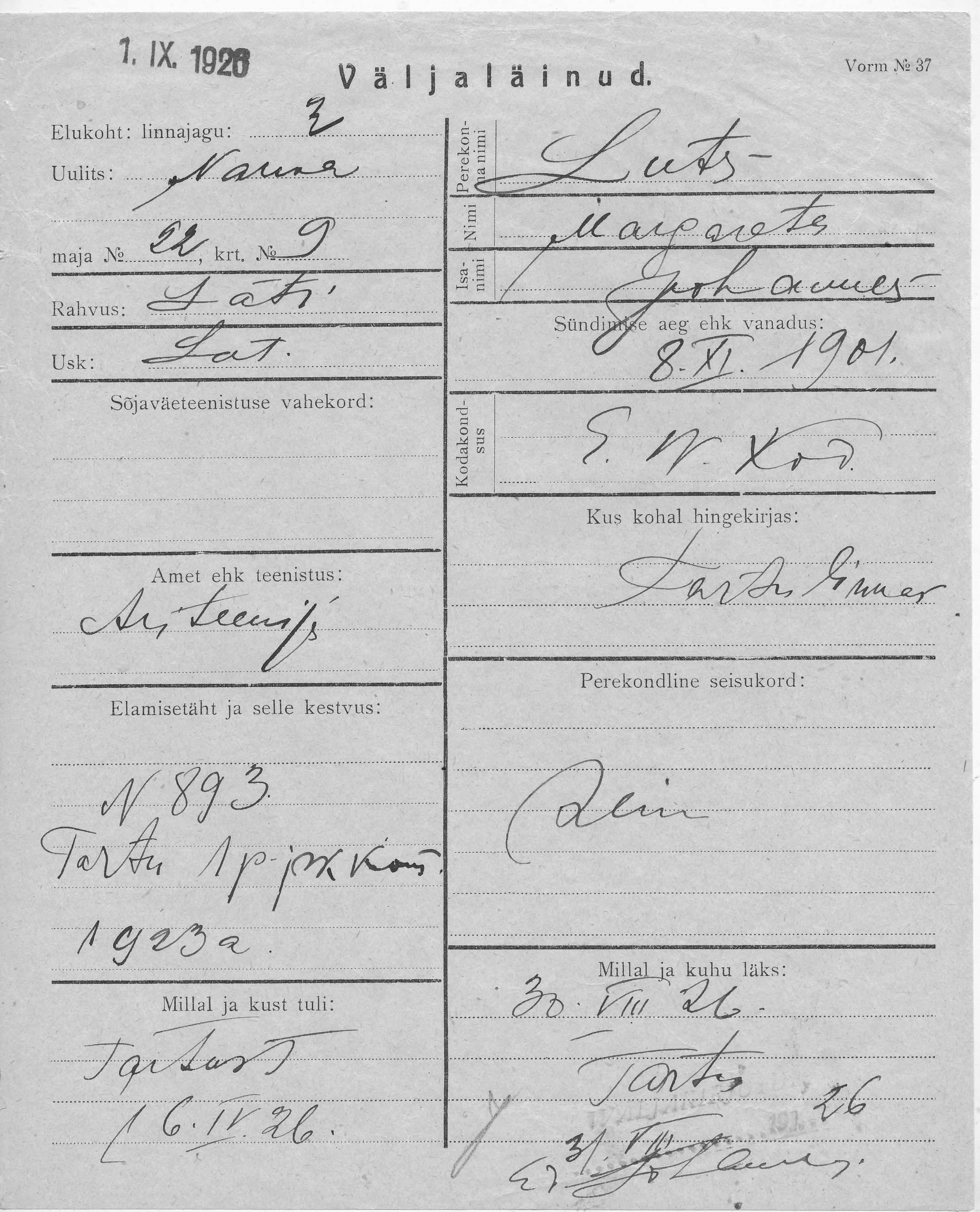 Luts, Margarete, Johannes