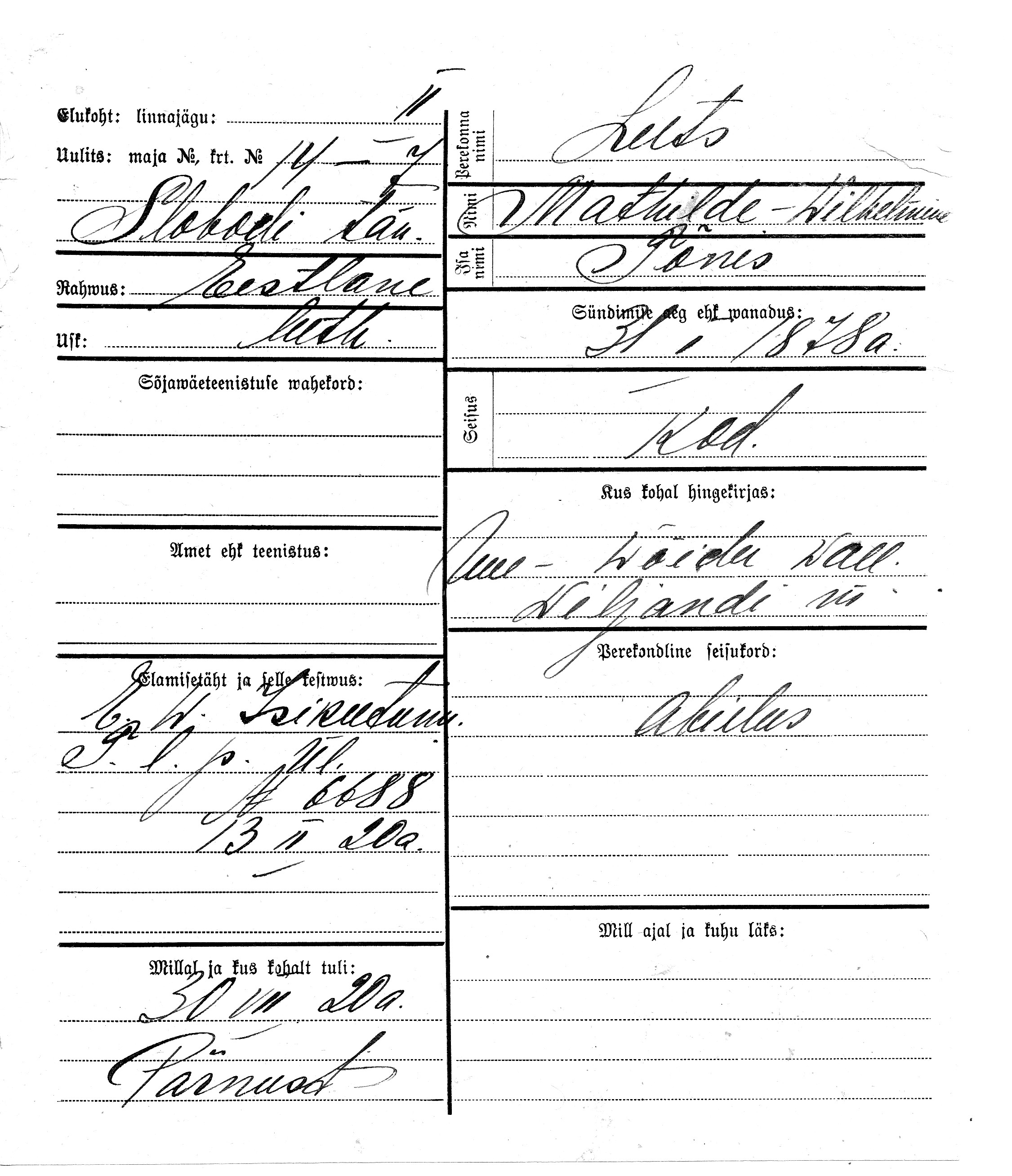 Luts, Mathilde-Wilhelmine, Tõnis