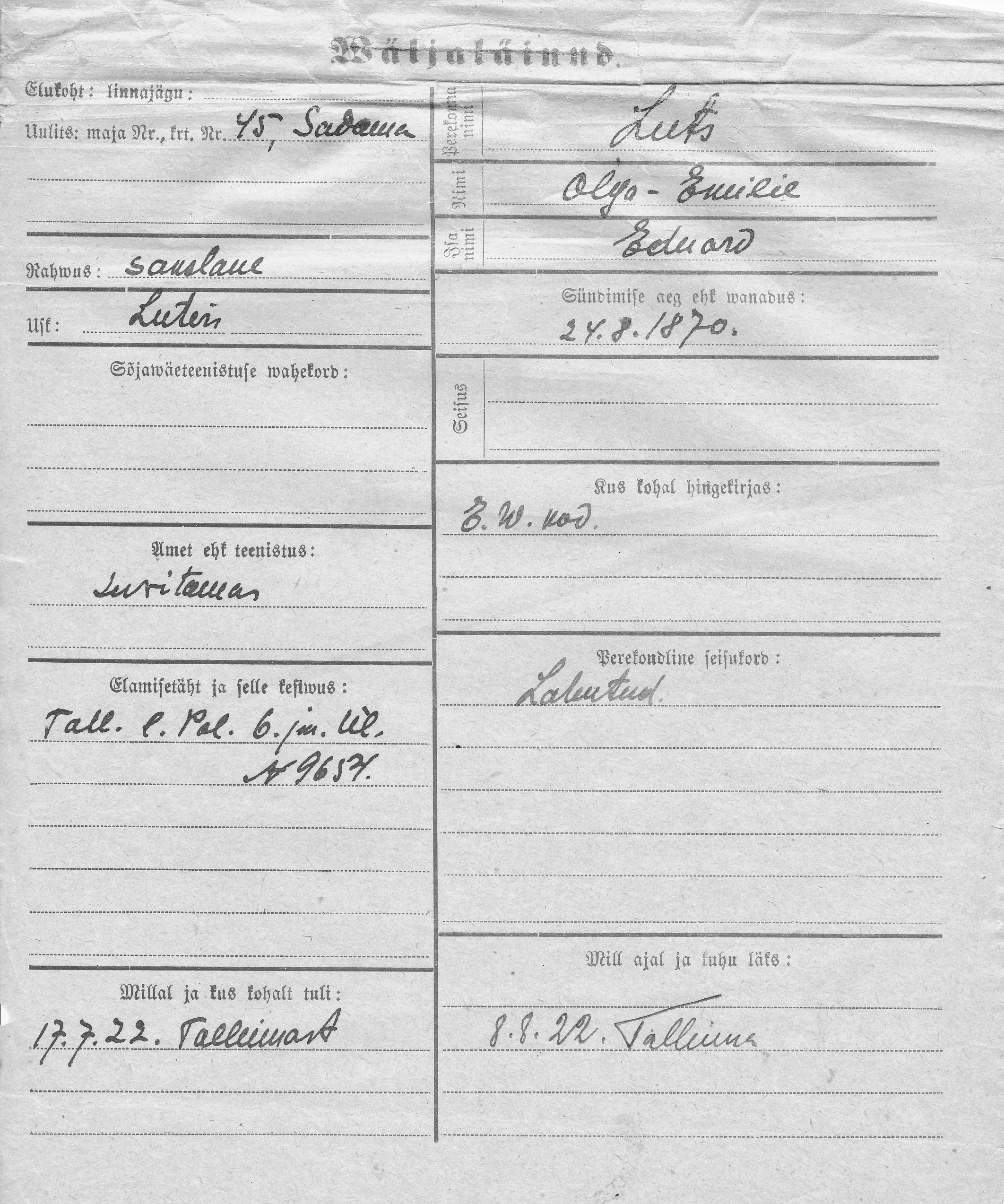 Luts, Olga-Emilie, Eduard