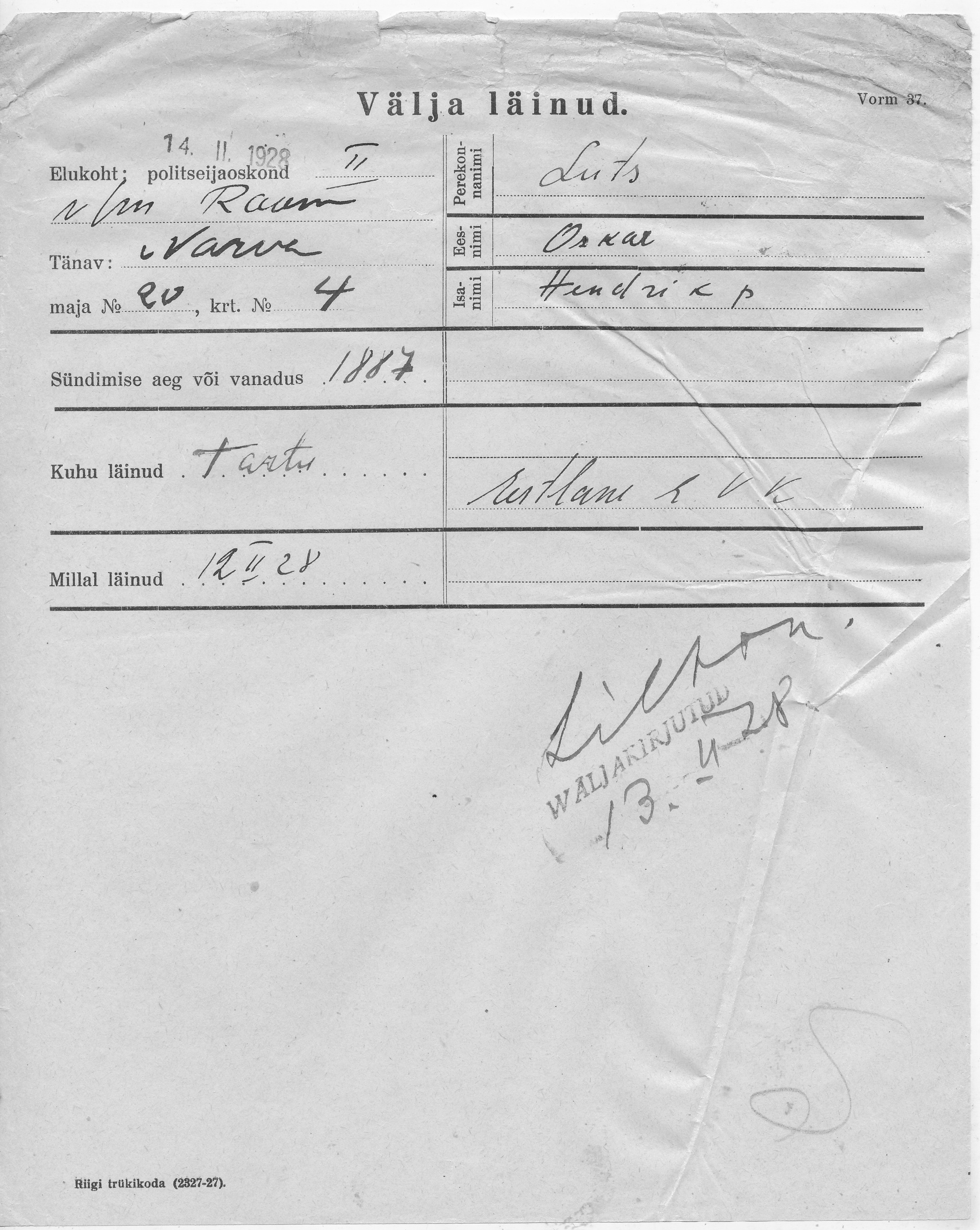 Luts, Oskar, Hendrik