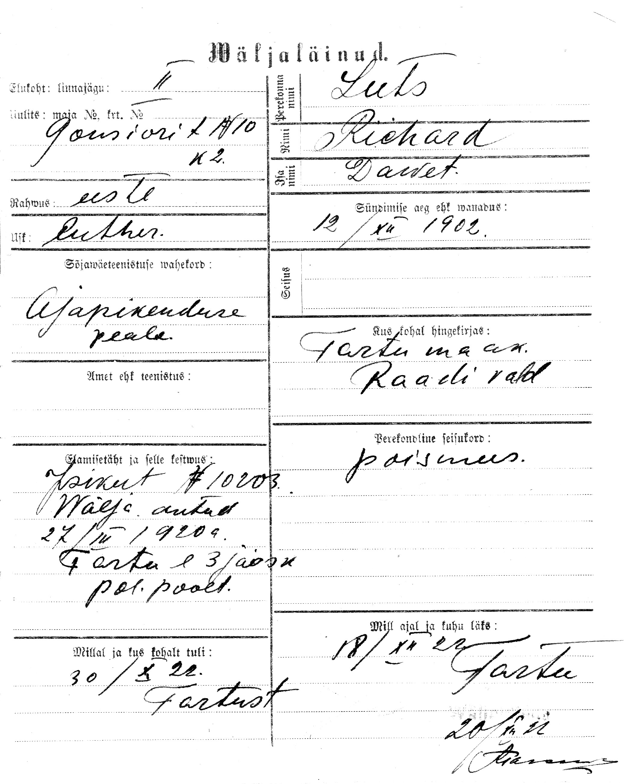 Luts, Richard, Dawet