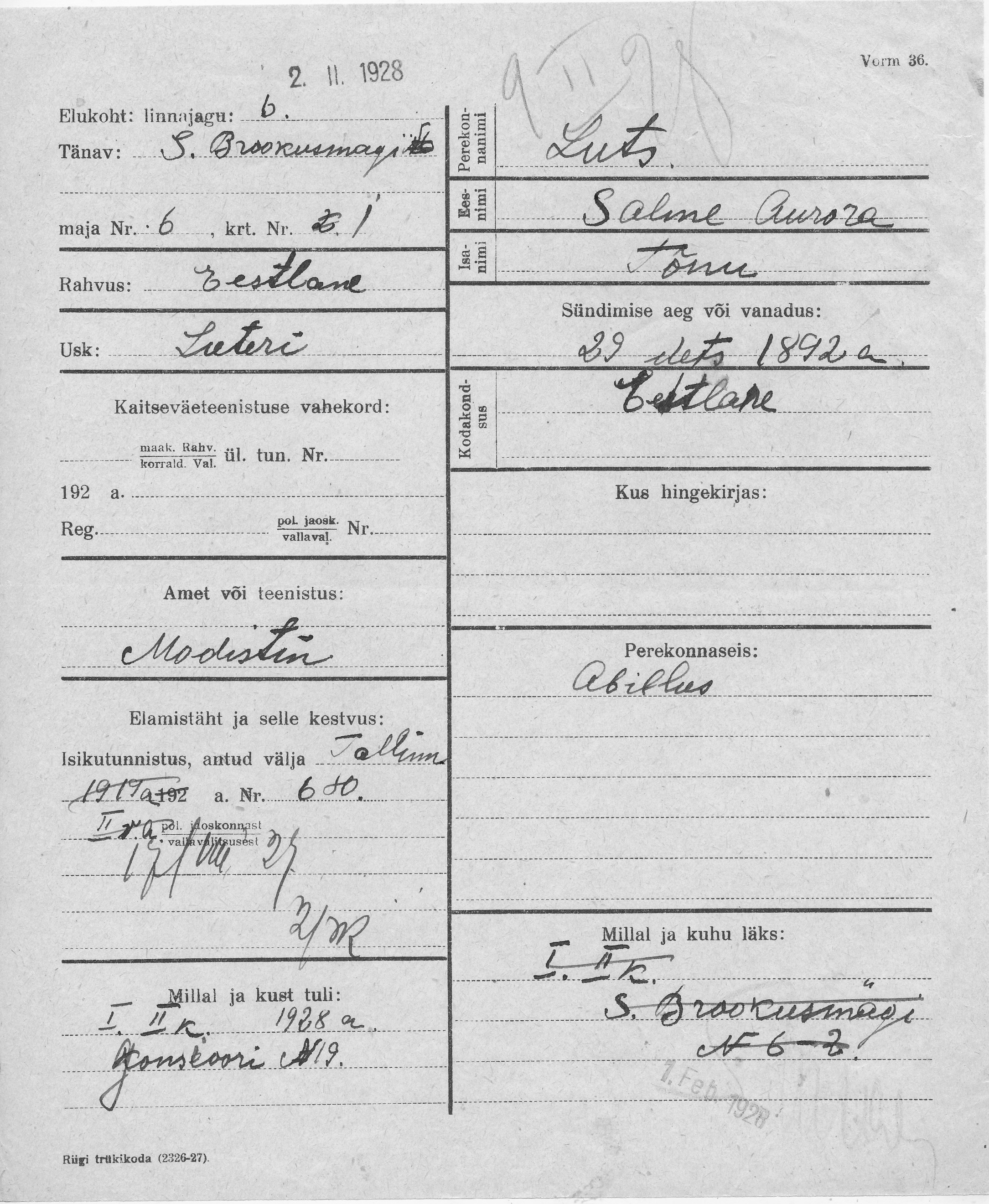 Luts, Salme Aurora, Tõnu